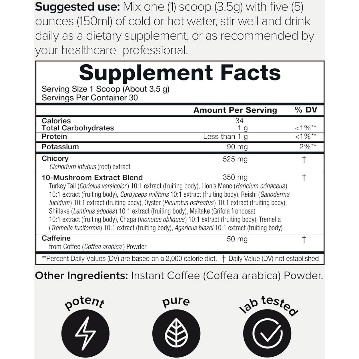 Café de Champiñones Toniiq 105 g - Bajo en Cafeína 10:1