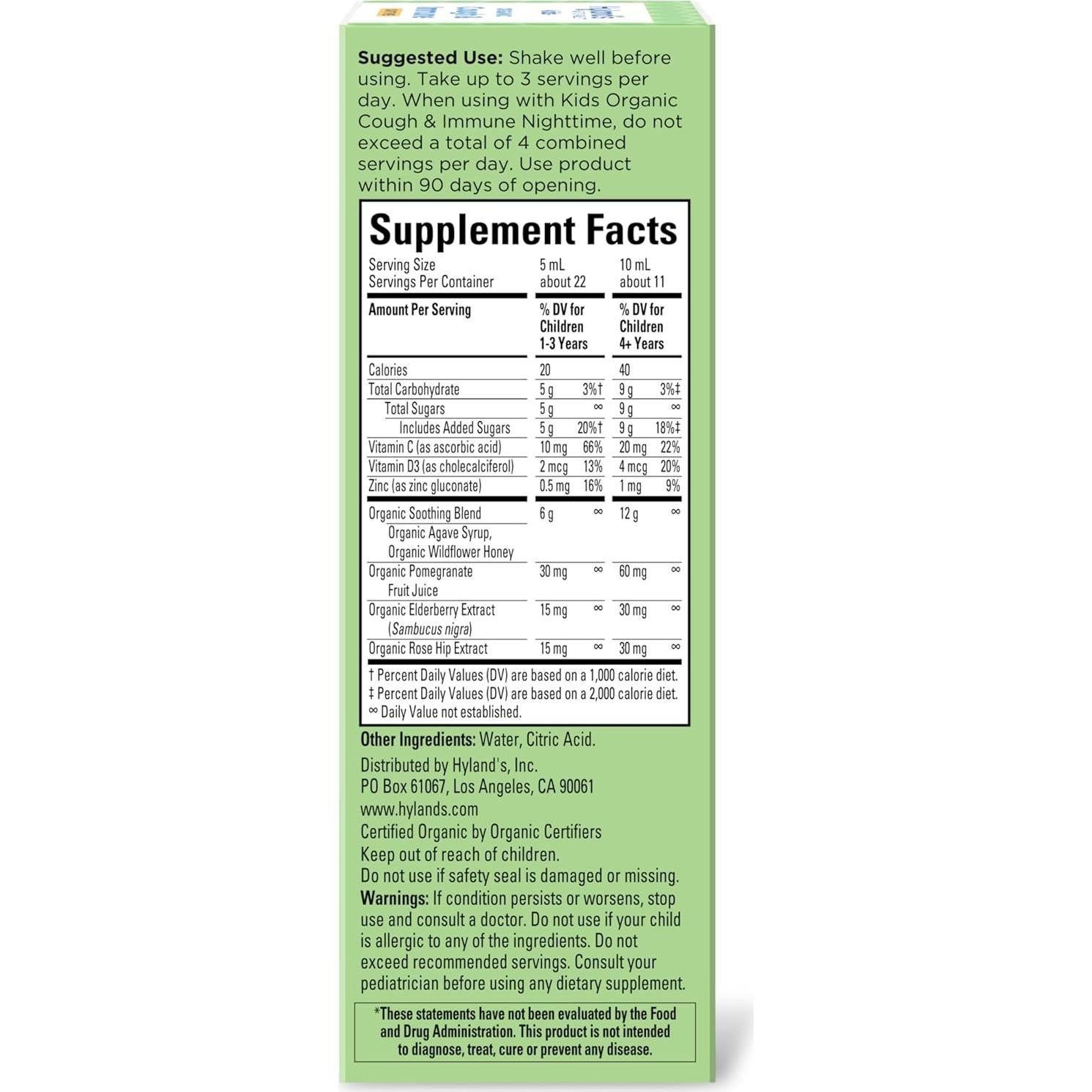 Jarabe orgánico para la tos Hyland's 118 ml niños