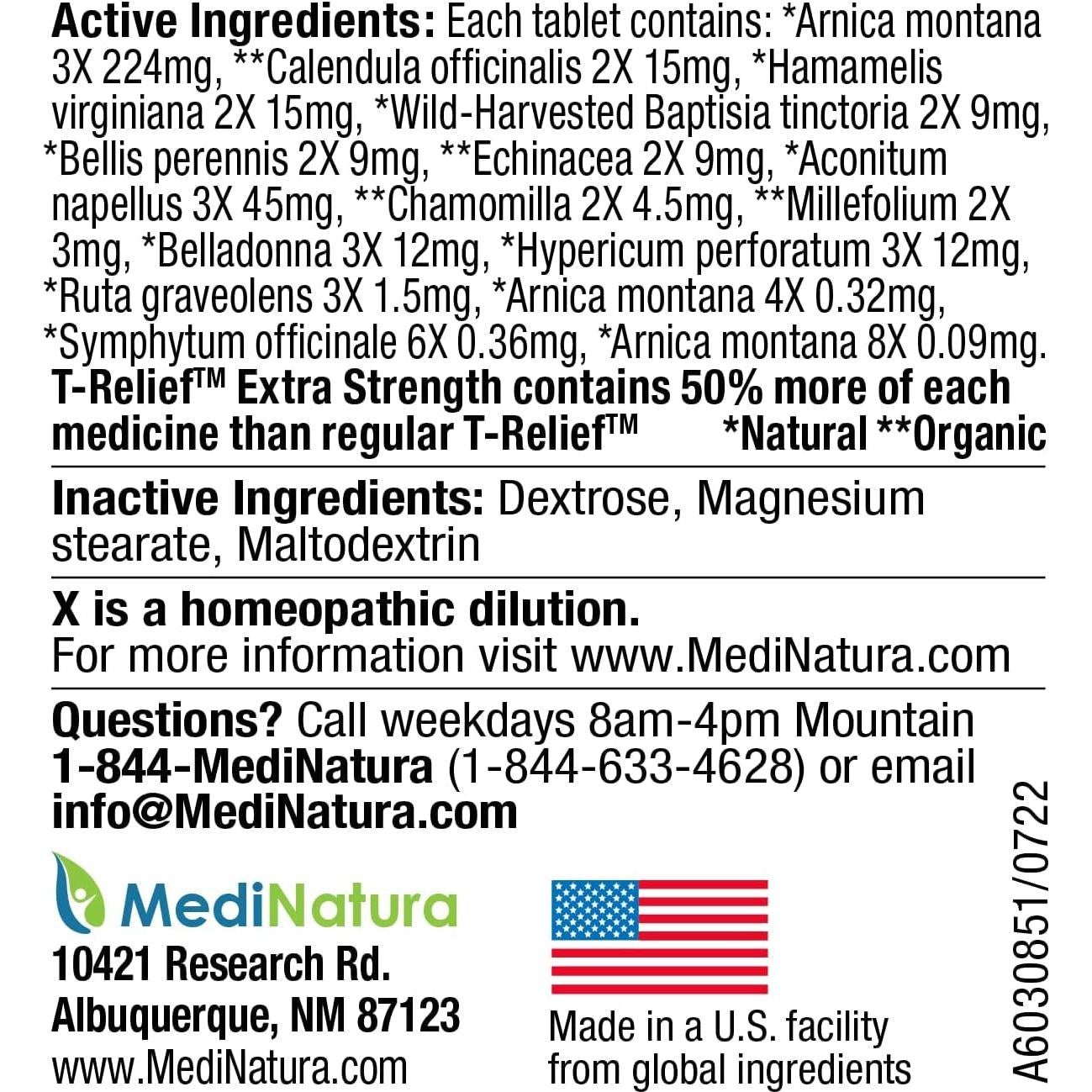 T-Relief Extra-Fuerza Arnica 100 Tabletas Alivio Natural Dolor