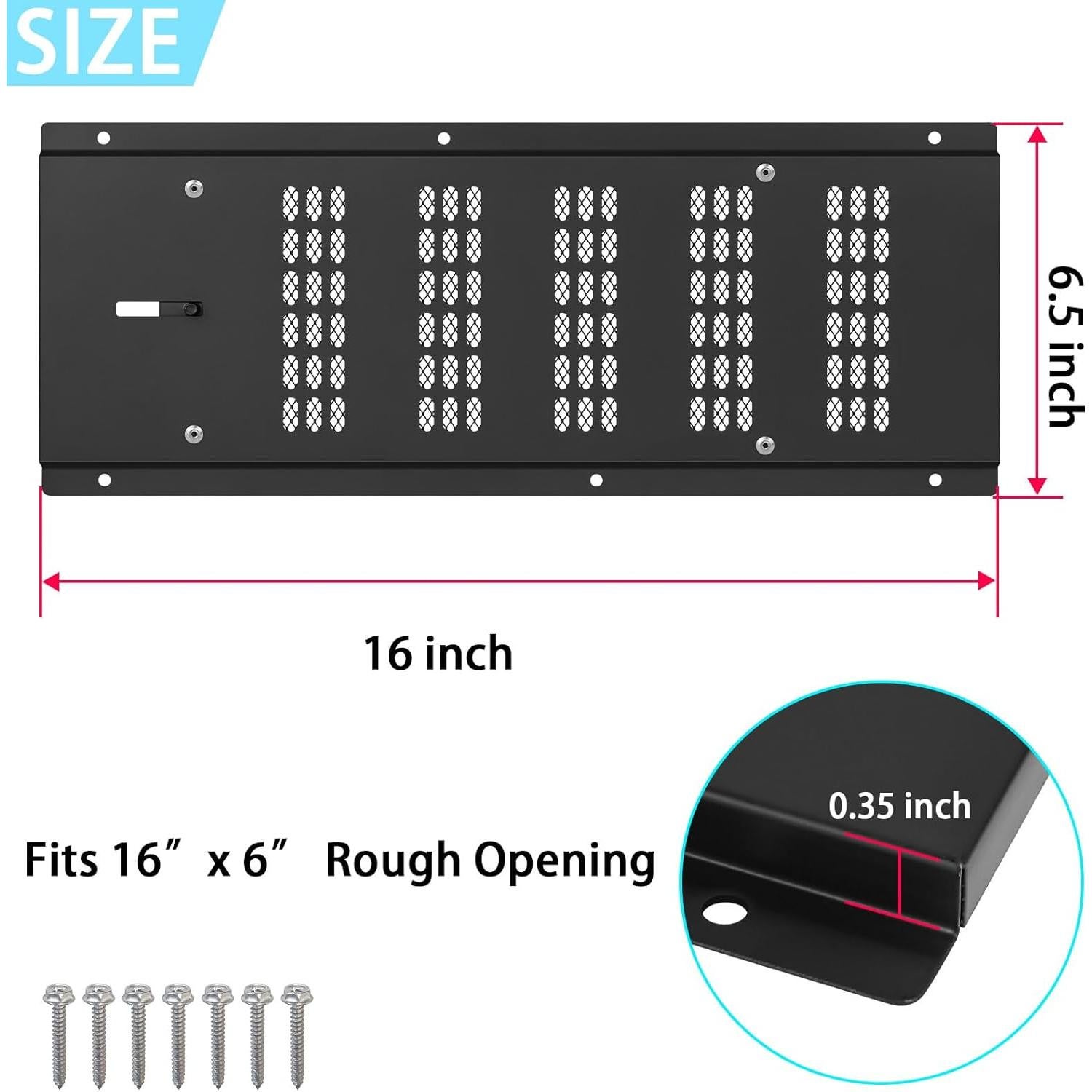 Cubierta de Ventilación de Fundacion JIANBENKJ 16x6.5" 3PCS Negra