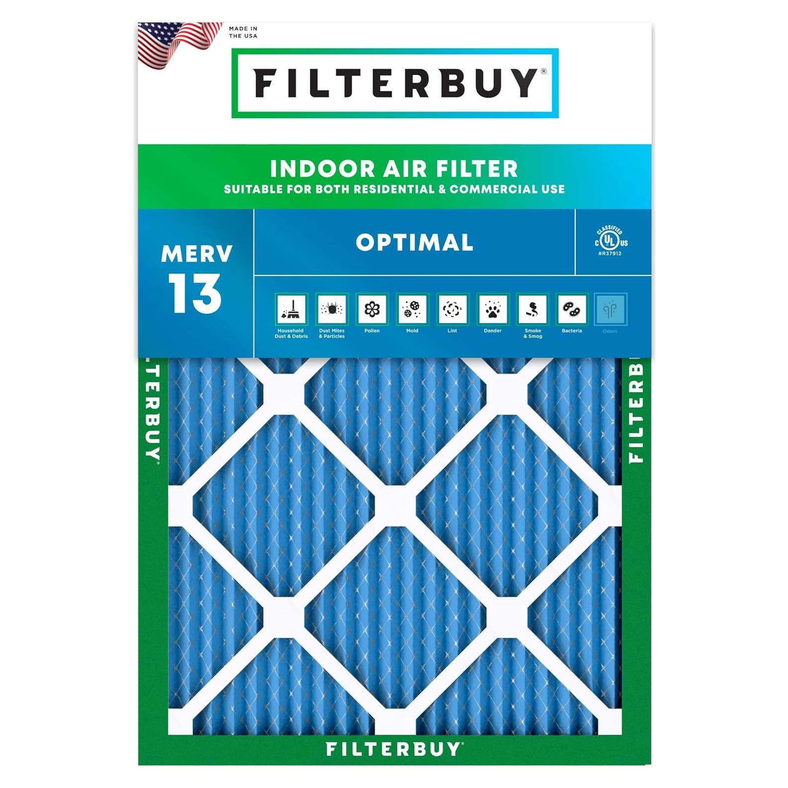 Filtro de aire Filterbuy 8x14x1 MERV 13 para HVAC