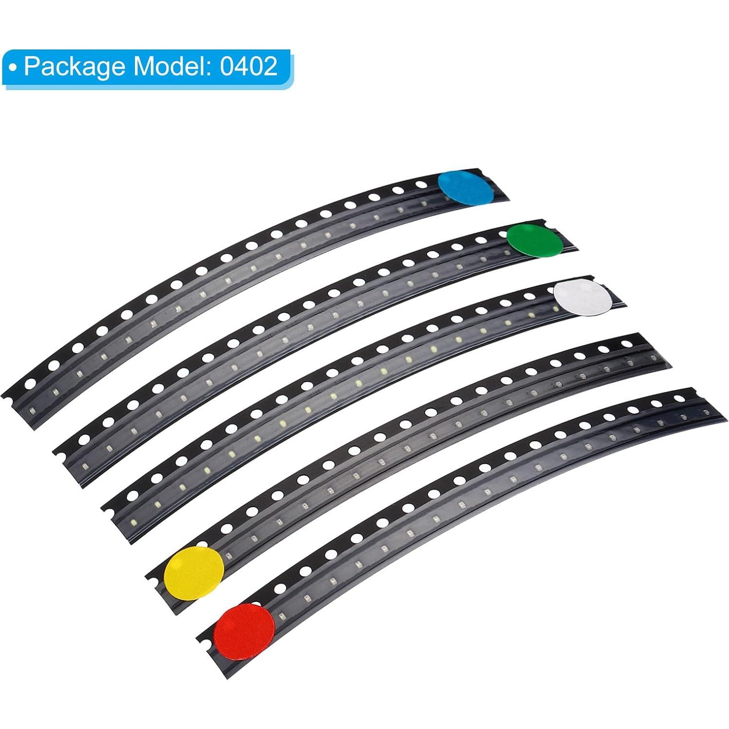 Diodos LED de Montaje Superficial PATIKIL 0402, 100 Pcs, 5 Colores