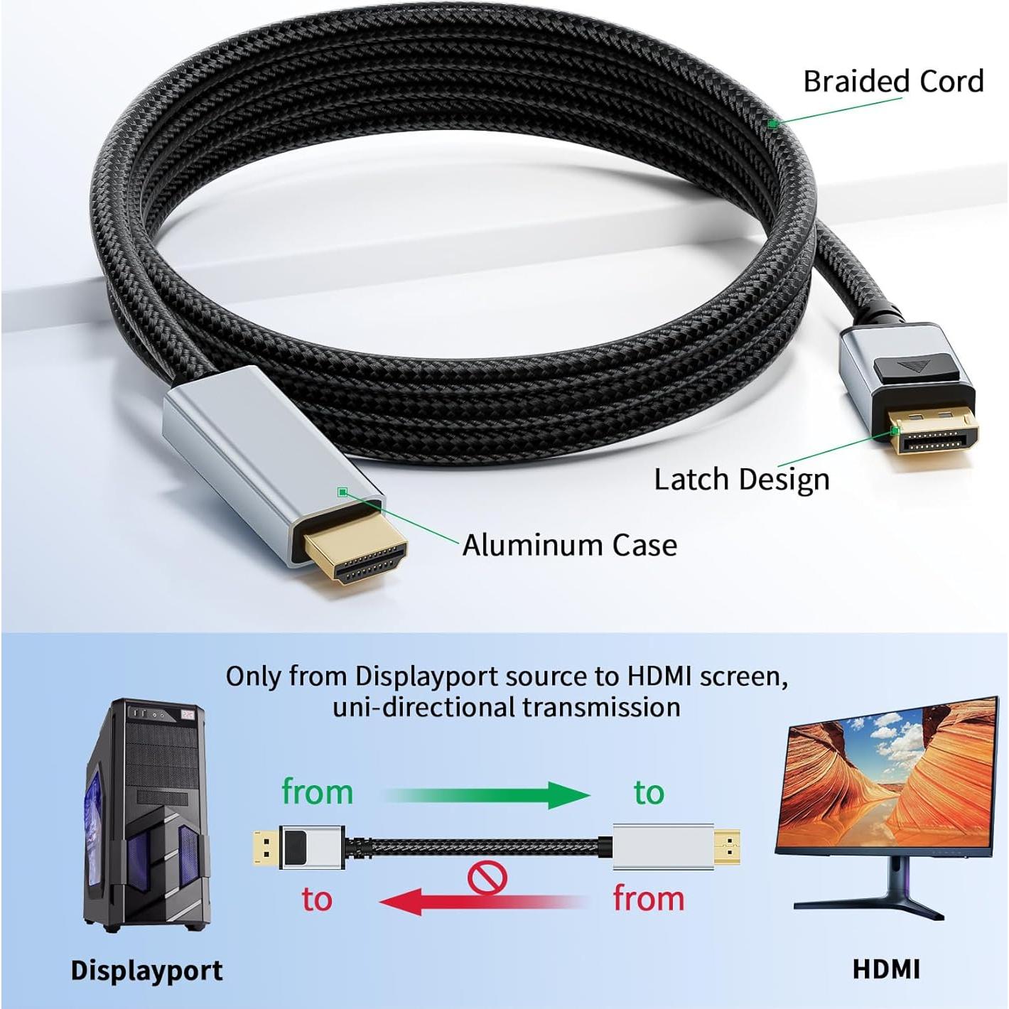 Adaptador DisplayPort a HDMI 4K 60Hz LUKFOCAB 0.5M