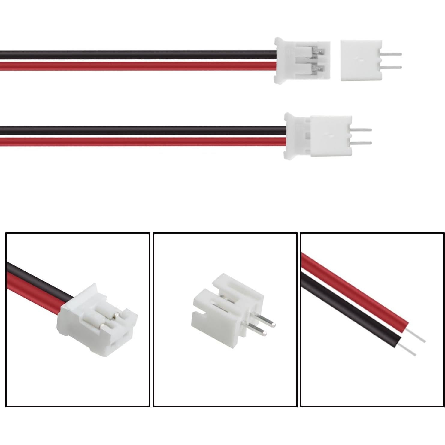 Kit 100 Pcs Conectores JST PH 2.0 2 Pin con Cables 150mm