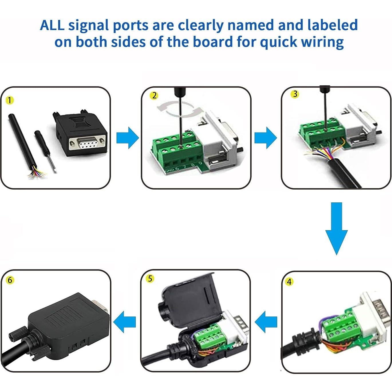Conector DB9 Sin Soldadura RS232 D-SUB 2Pcs Macho + 2Pcs Hembra