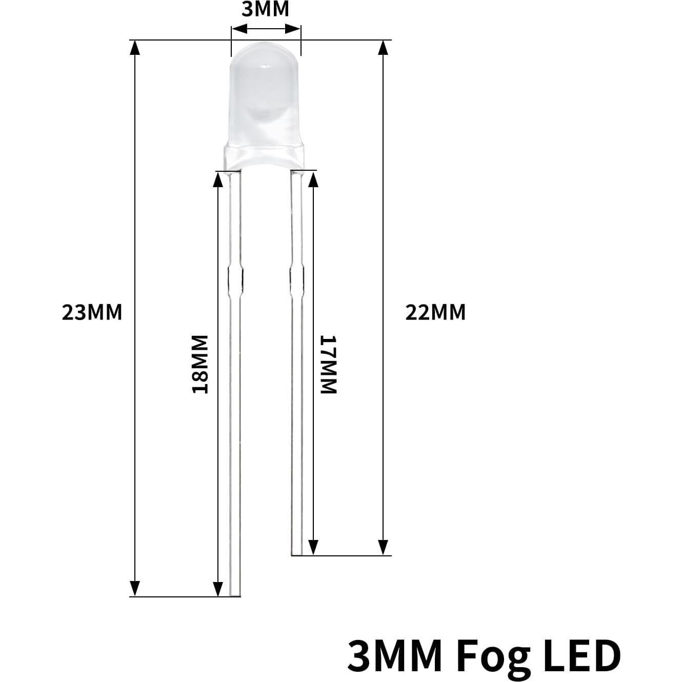 100 Diodos LED Difusos 3mm YUNKE DIANZI 5 Colores
