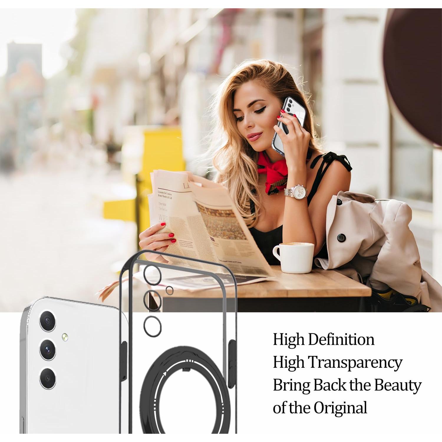 Funda Silicona Samsung Galaxy A55 con Soporte Magnético Negro