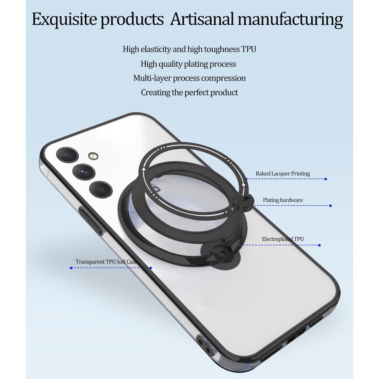 Funda Silicona Samsung Galaxy A55 con Soporte Magnético Negro