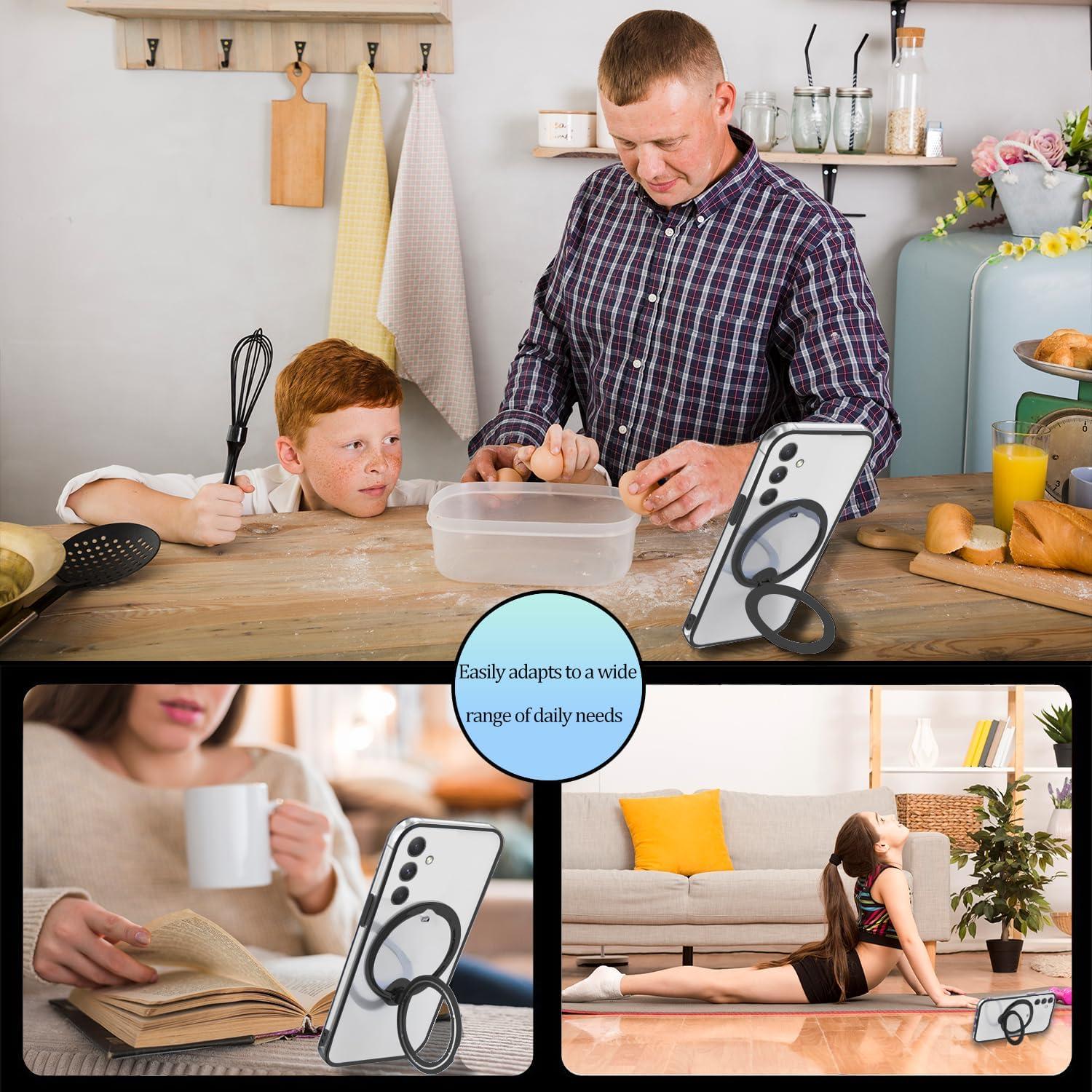 Funda Silicona Samsung Galaxy A55 con Soporte Magnético Negro