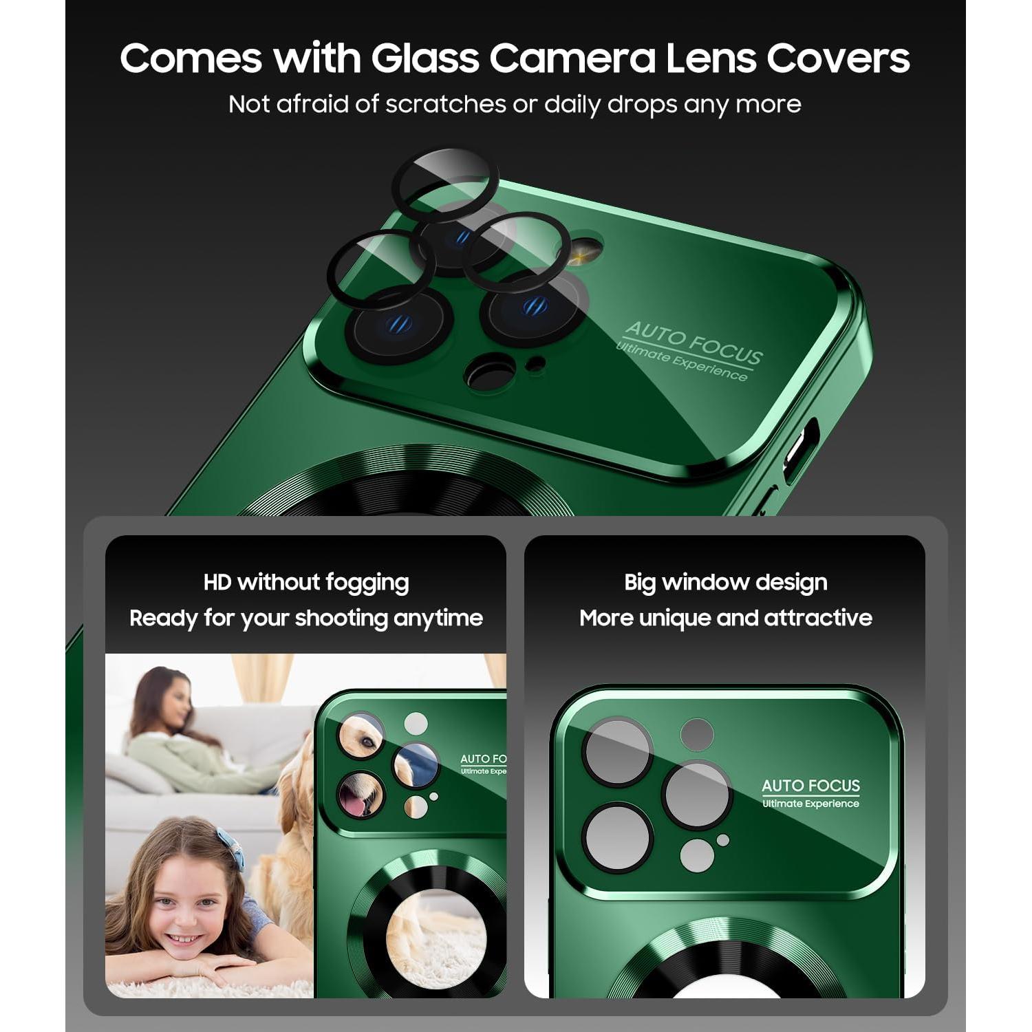 Funda Magnética MAKAVO para iPhone 13 Pro Verde, a Prueba de Caídas