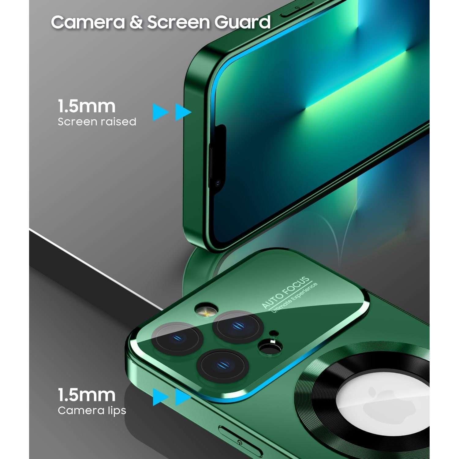 Funda Magnética MAKAVO para iPhone 13 Pro Verde, a Prueba de Caídas