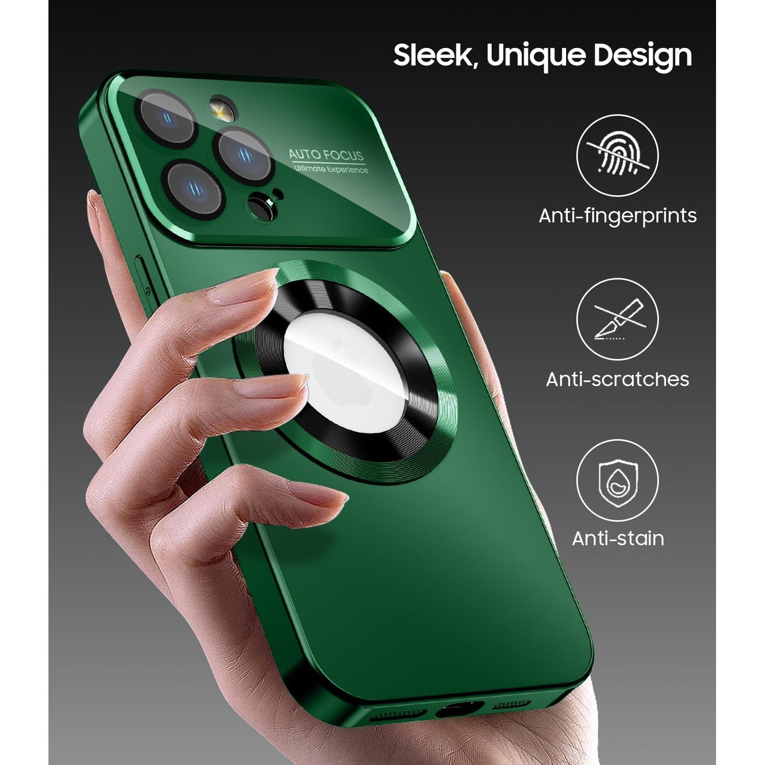 Funda Magnética MAKAVO para iPhone 13 Pro Verde, a Prueba de Caídas