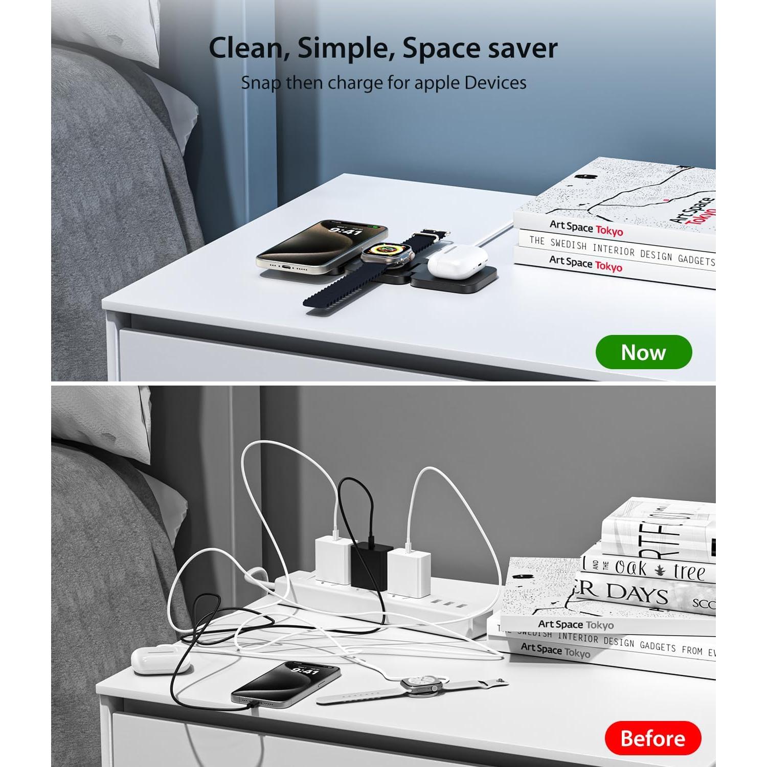 Cargador Inalámbrico 3 en 1 SIWIQU para iPhone y Apple Watch