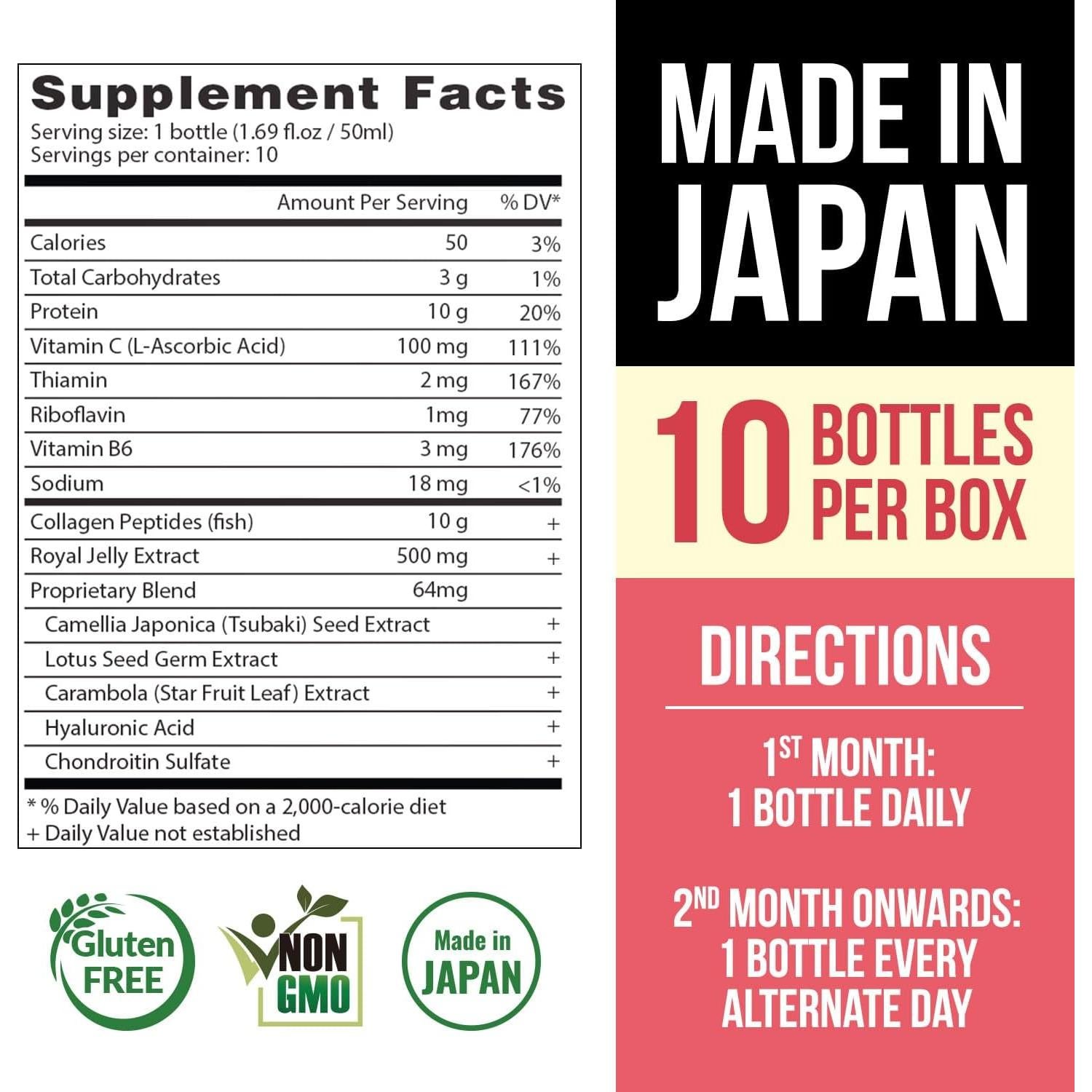 Bebida de colágeno Tsubaki Ageless 10,000mg + Jalea Real 500mg