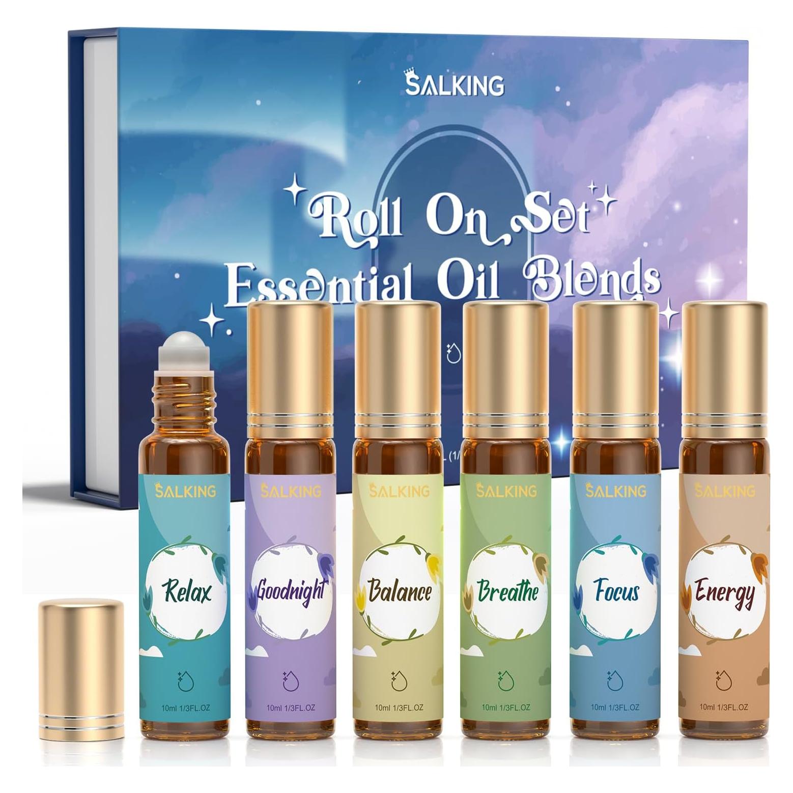 Conjunto de Aceites Esenciales Roll On SALKING 6 Piezas Aromaterapia
