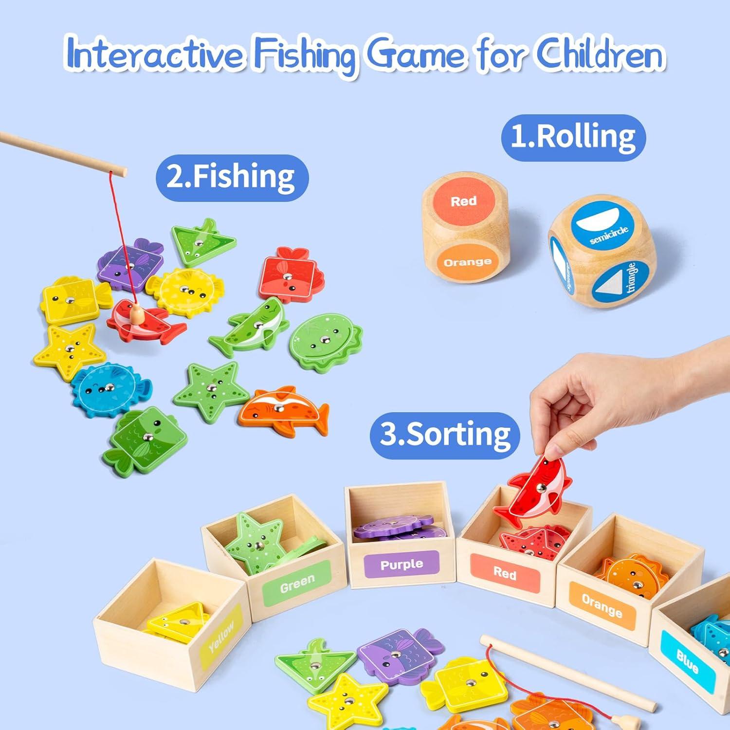 Juguetes Montessori de Madera Smartwo - Juego de Pesca Magnético