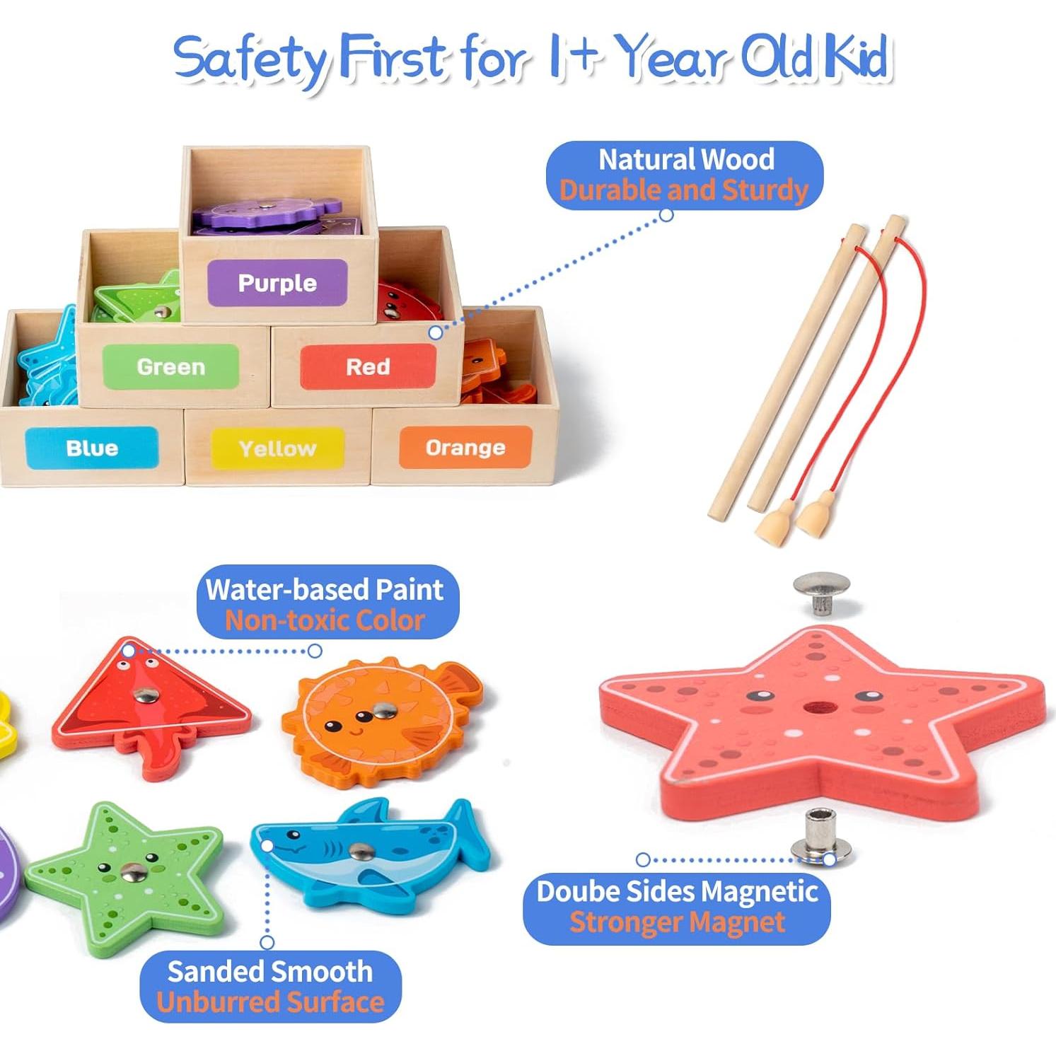 Juguetes Montessori de Madera Smartwo - Juego de Pesca Magnético