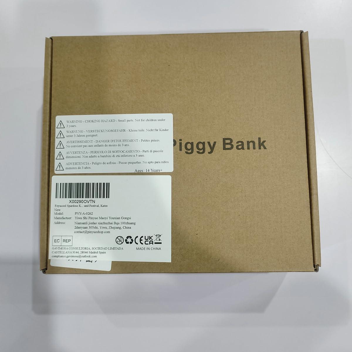 Banco de Dinero de Madera Foyucool Gato Personalizado 22.5x19.9cm