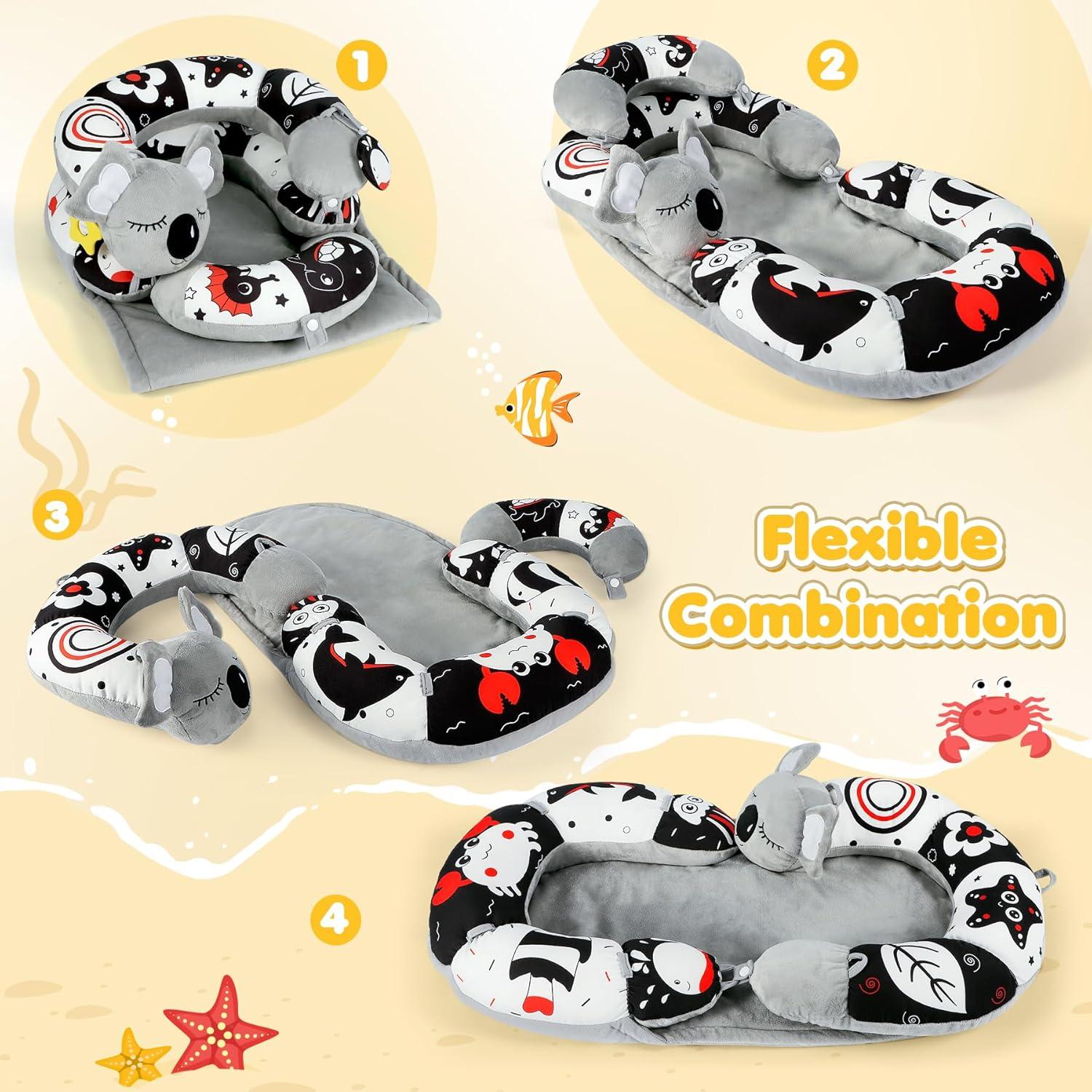 Alfombra 4 en 1 URMYWO para Bebés - Almohada Soporte y Juguetes