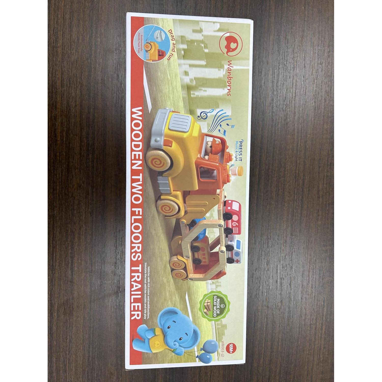 Camión Transportador de Juguetes Wanborns con 4 Coches de Madera