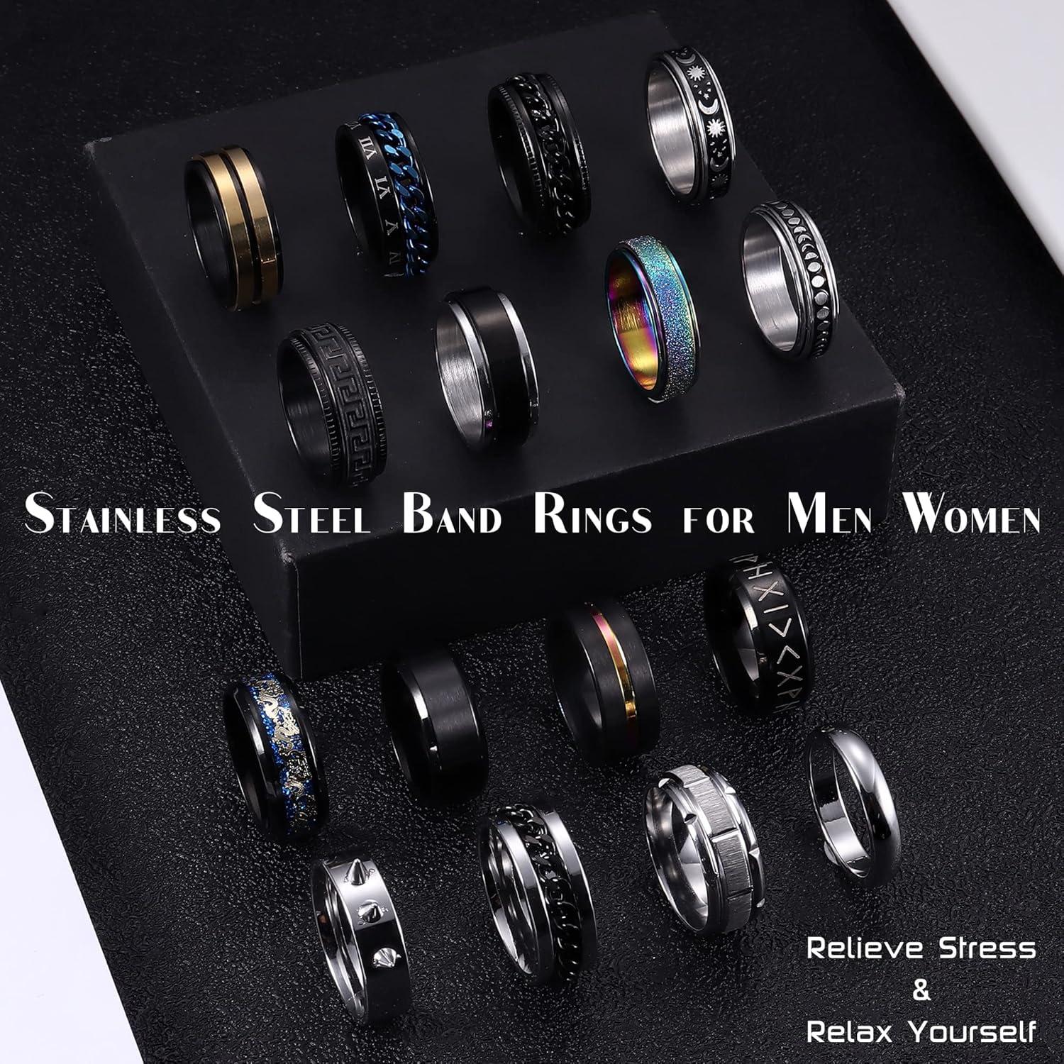 Conjunto de 16 Anillos Fidget Acero Inoxidable Besteel