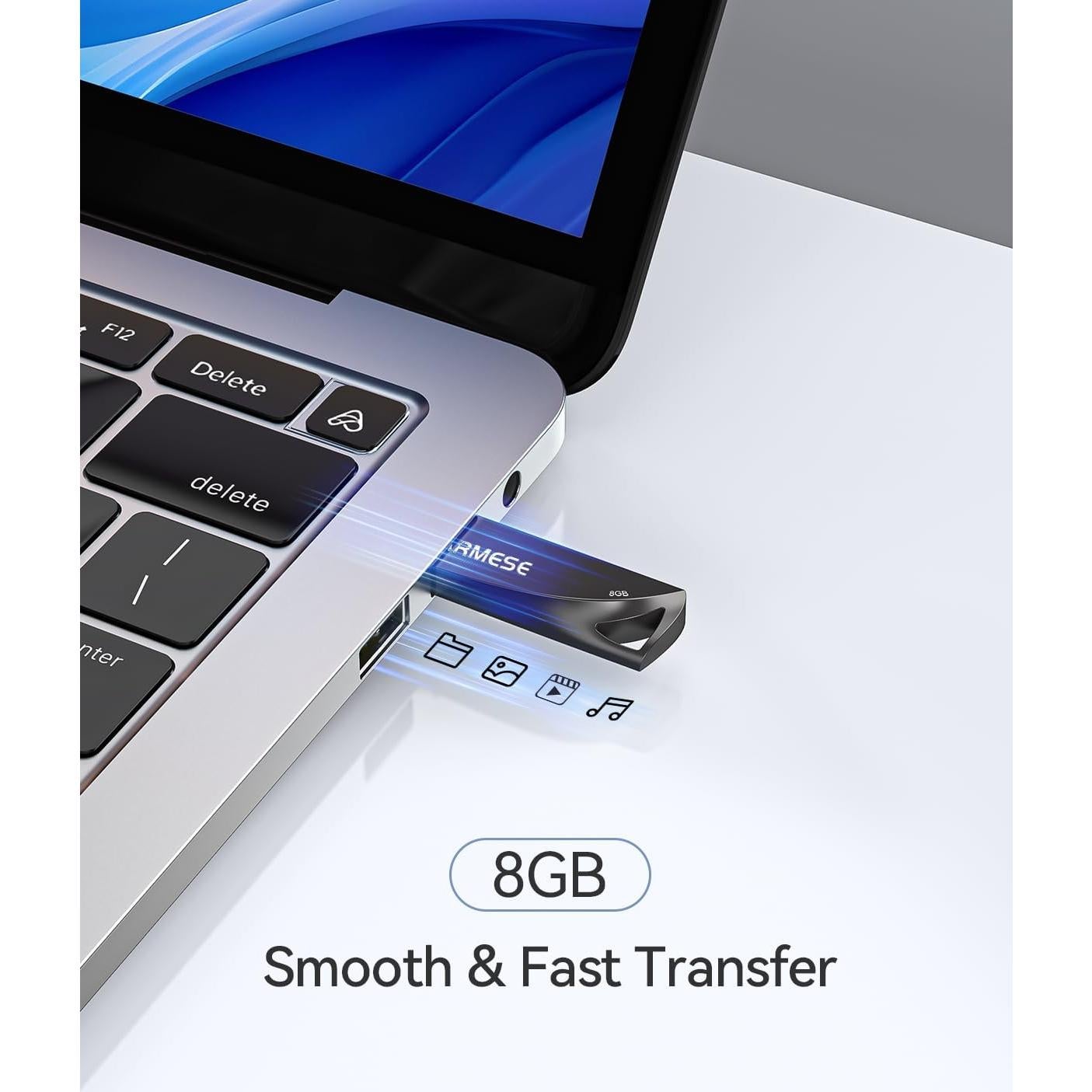 Paquete de 5 Unidades Flash USB 8GB GARMESE Metálicas Impermeables