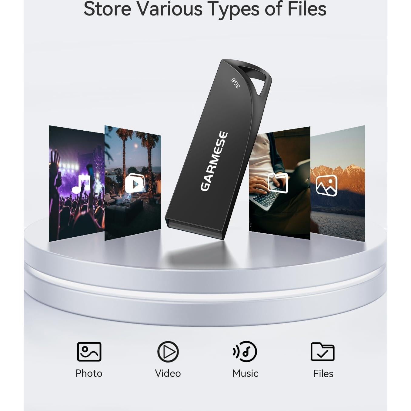 Paquete de 5 Unidades Flash USB 8GB GARMESE Metálicas Impermeables