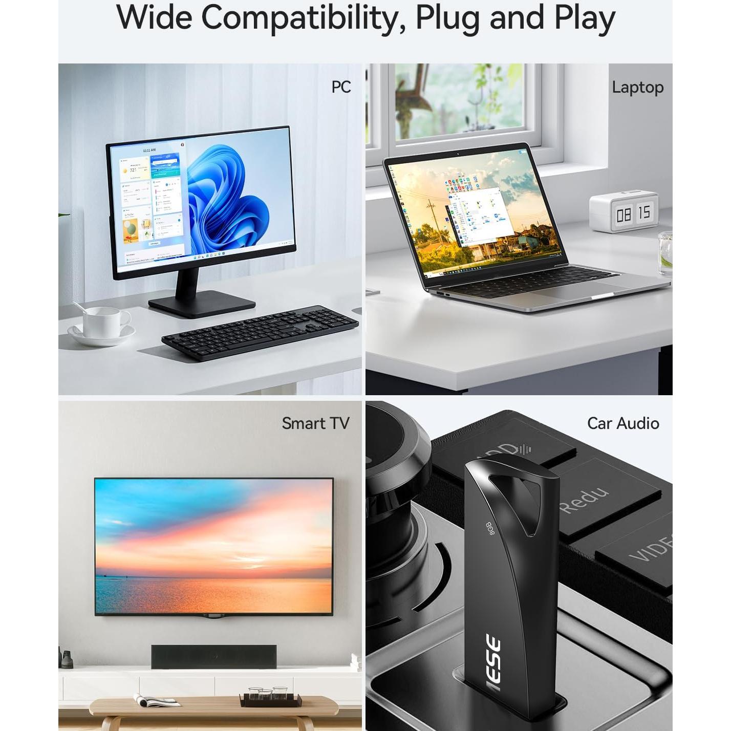 Paquete de 5 Unidades Flash USB 8GB GARMESE Metálicas Impermeables