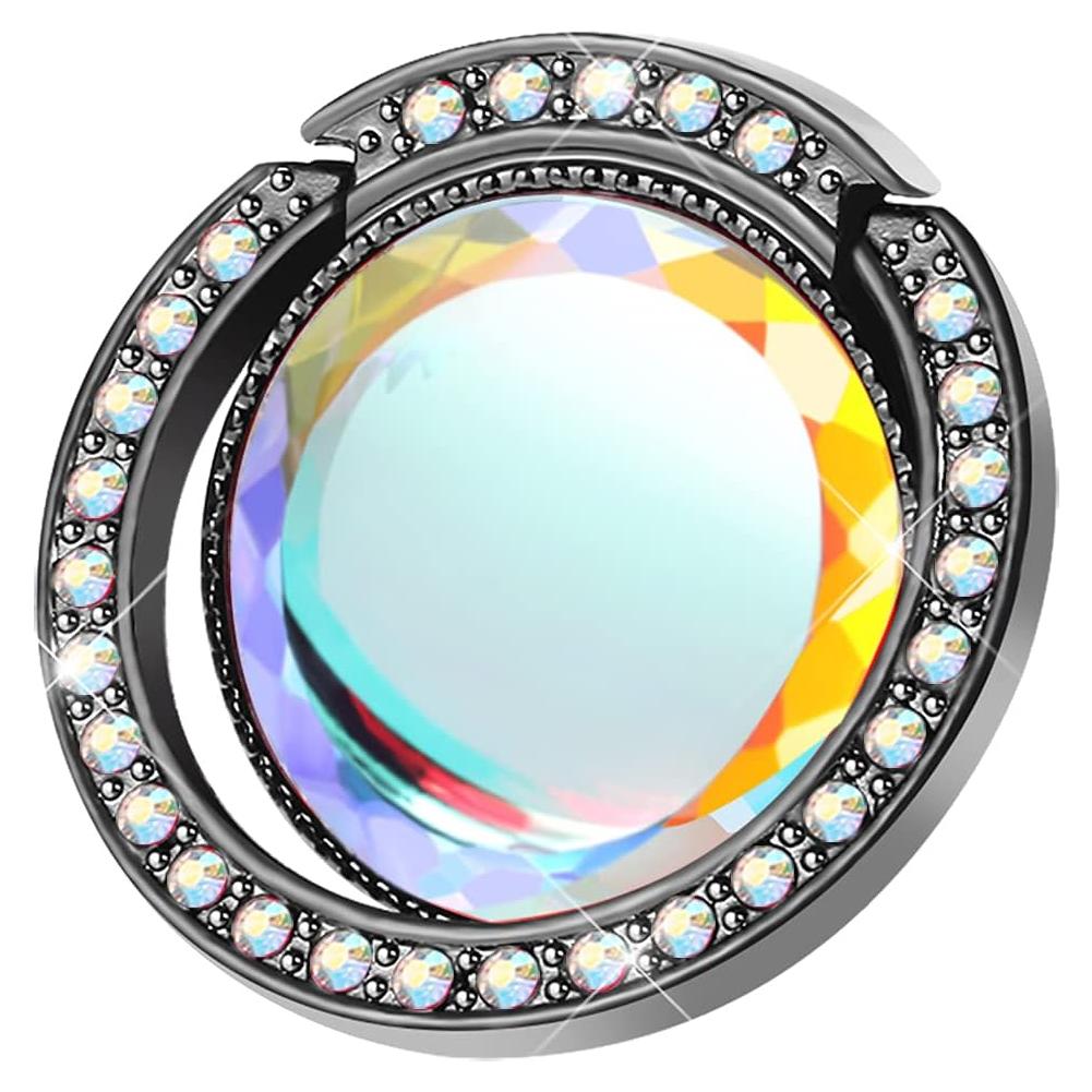 Soporte de Anillo para Teléfono Glitter Bling Negro - 360°