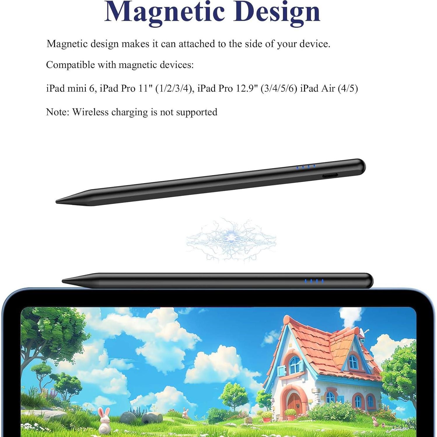Lápiz Stylus Kenkor para iPad 2018-2025, Negro, Rechazo de Palma