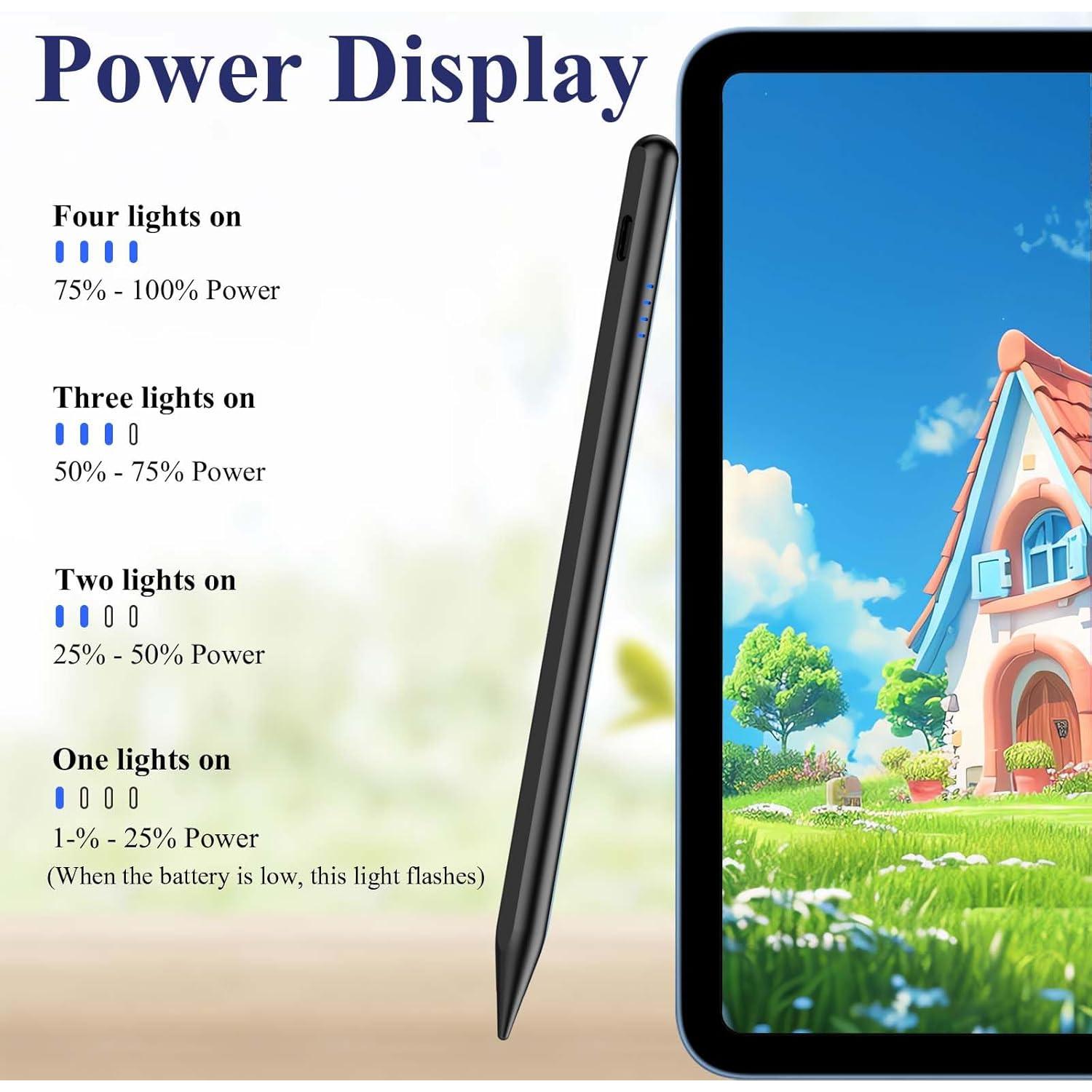 Lápiz Stylus Kenkor para iPad 2018-2025, Negro, Rechazo de Palma