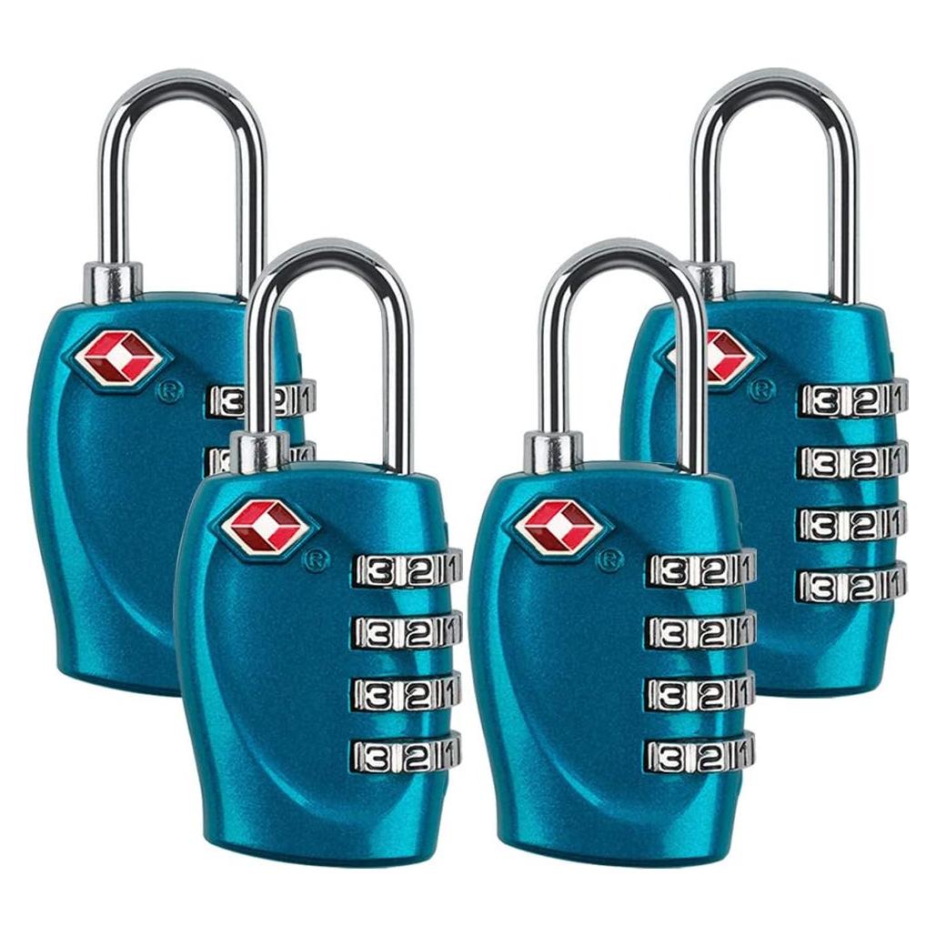 Candados de Equipaje TSA Zhovee 4 Dígitos Azul 4 Pack