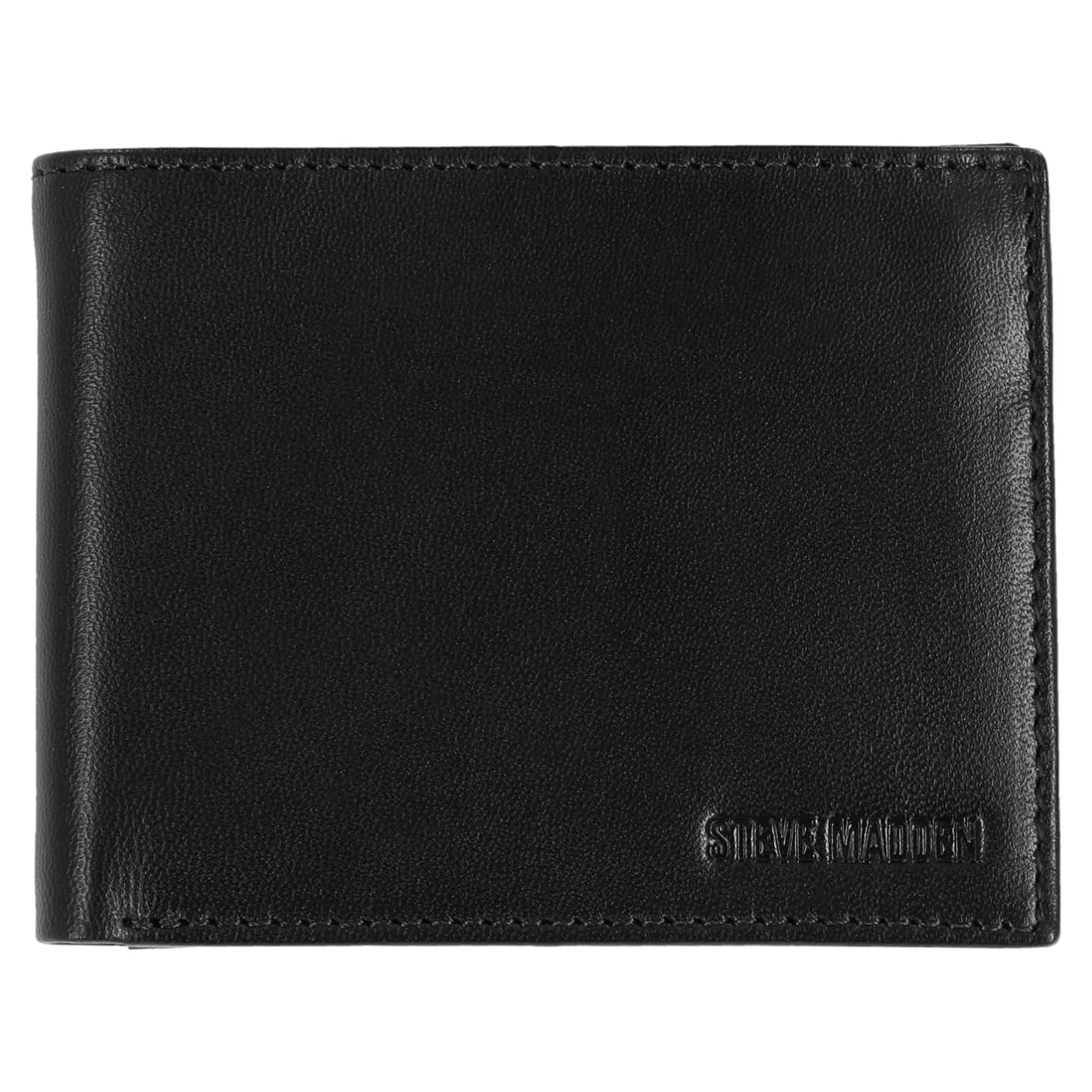 Cartera Slim de Cuero Genuino Steve Madden para Hombre - Negra