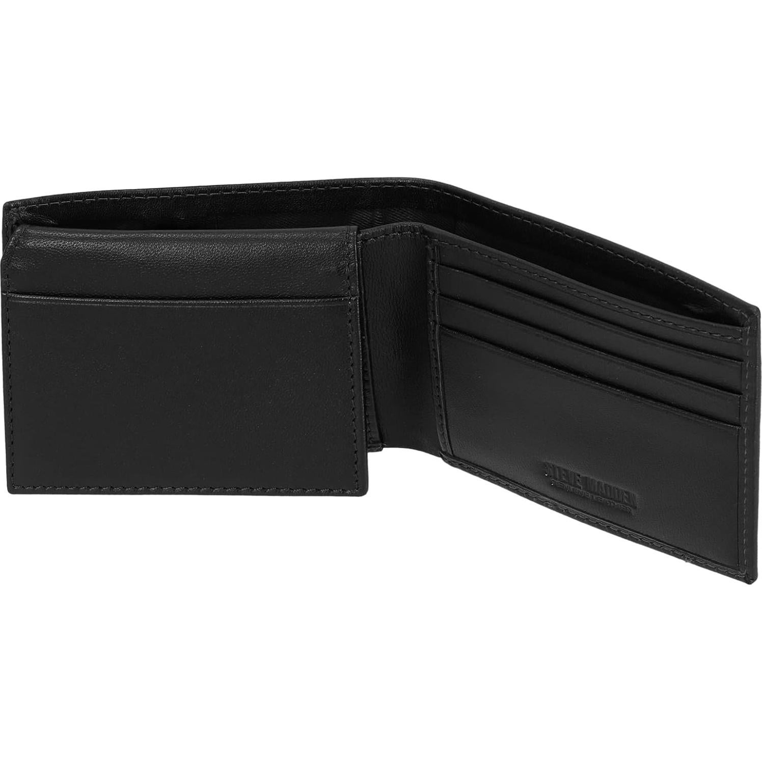 Cartera Slim de Cuero Genuino Steve Madden para Hombre - Negra
