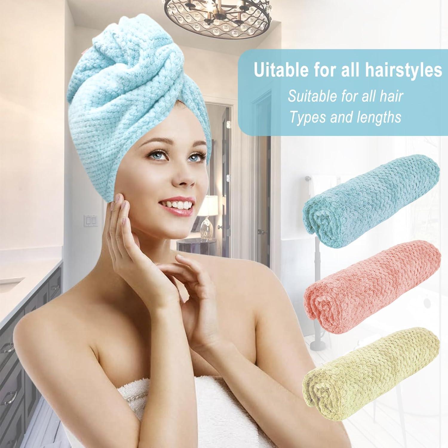 Paquete de 3 Toallas de Microfibra YHPDYL para Secar Cabello