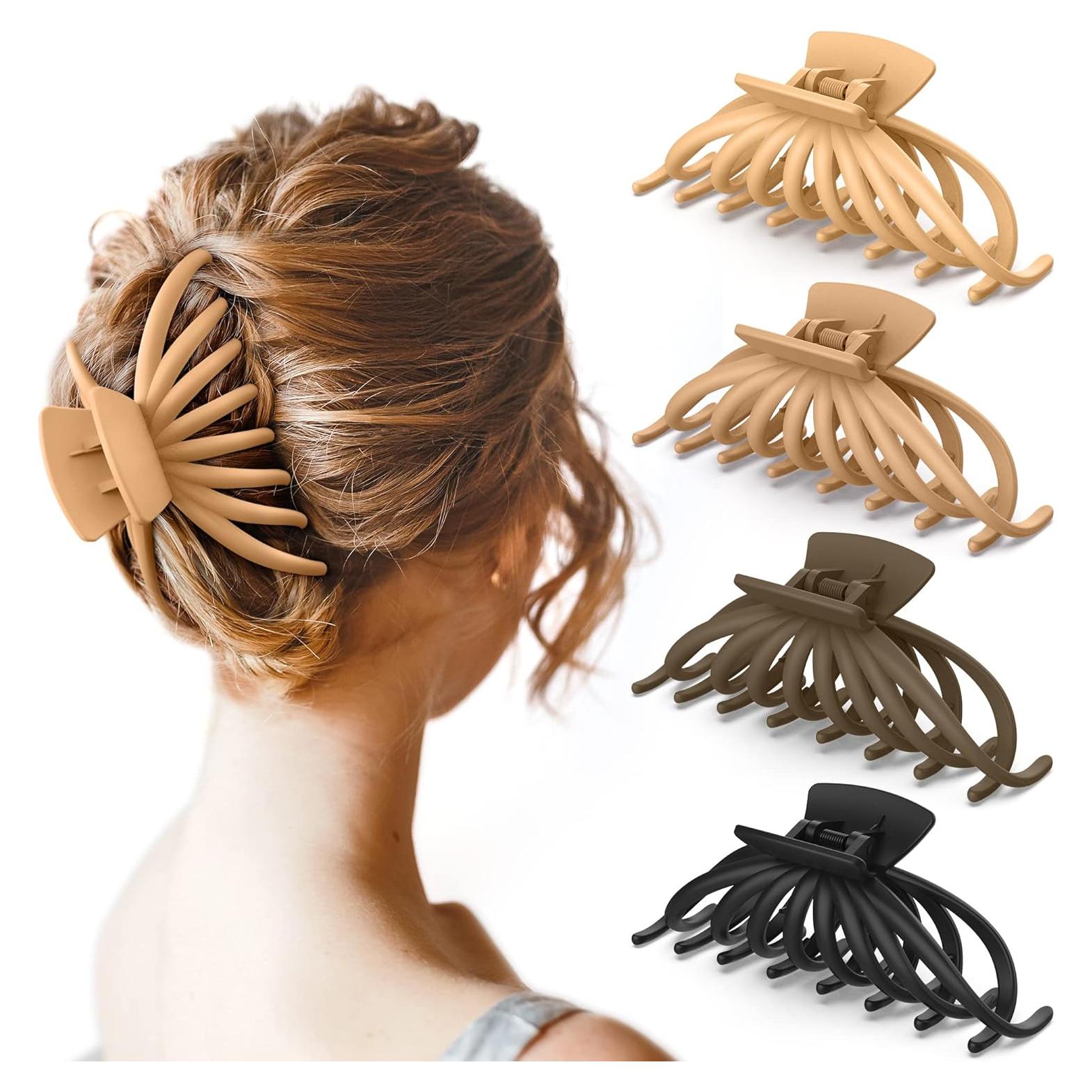 Clips de Garra para Cabello OPAUL - Paquete de 4 Colores Neutros