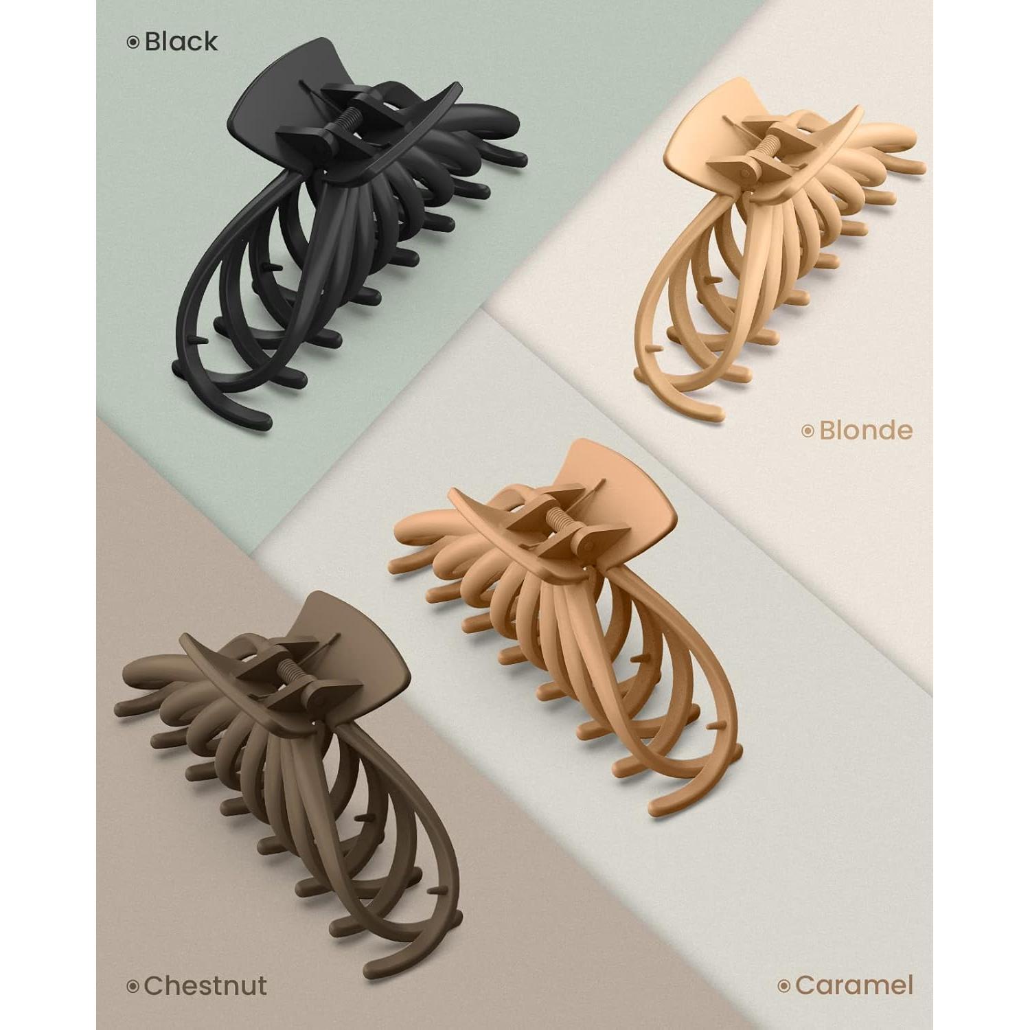 Clips de Garra para Cabello OPAUL - Paquete de 4 Colores Neutros