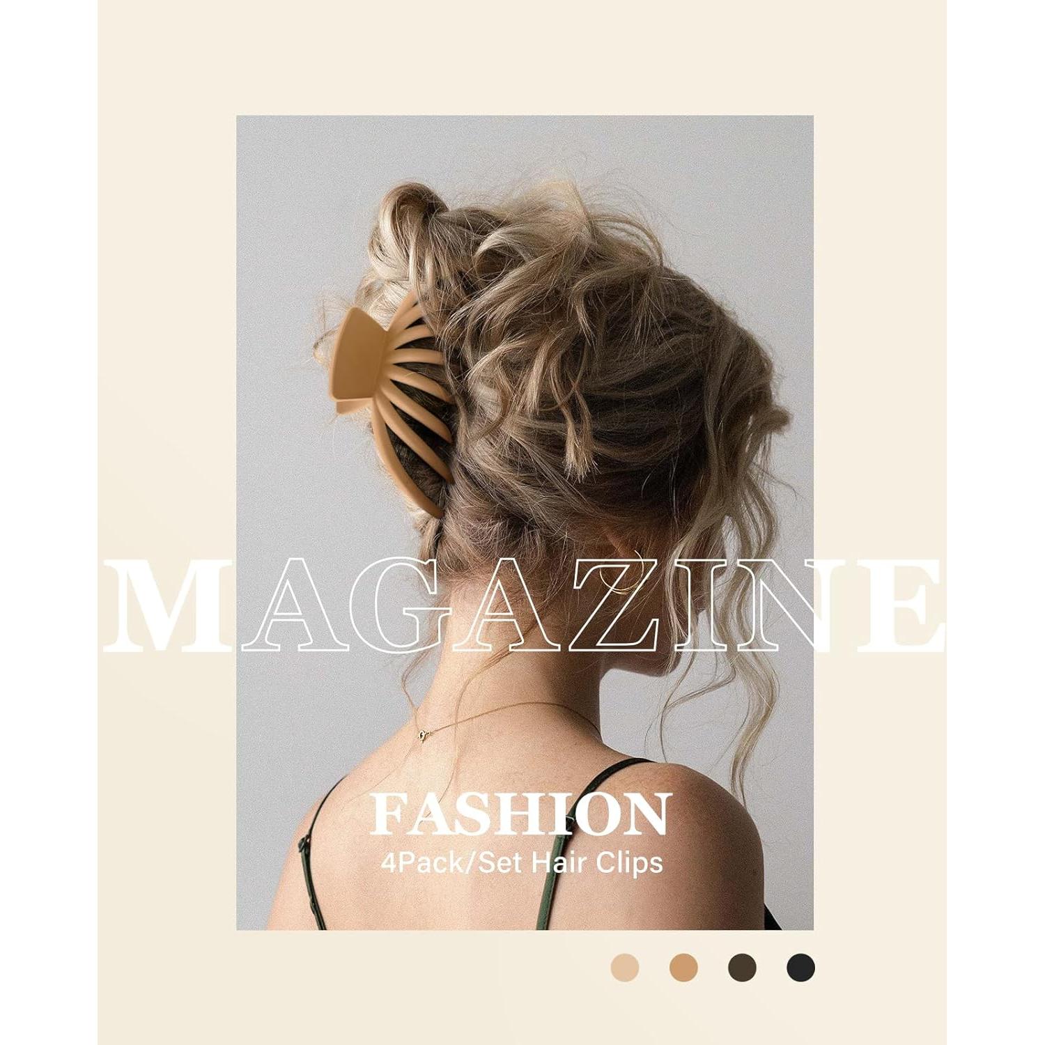 Clips de Garra para Cabello OPAUL - Paquete de 4 Colores Neutros