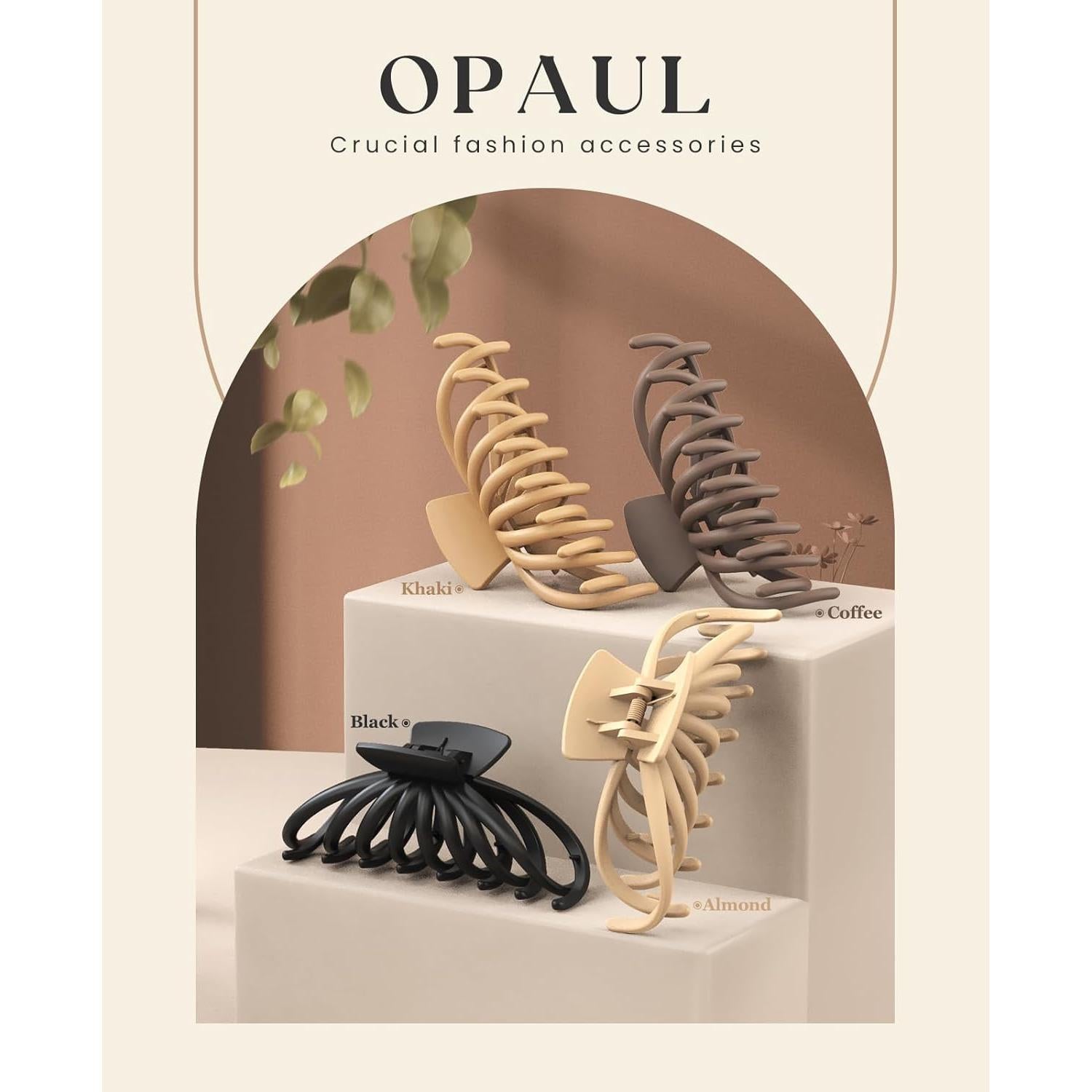 Clips de Garra para Cabello OPAUL - Paquete de 4 Colores Neutros