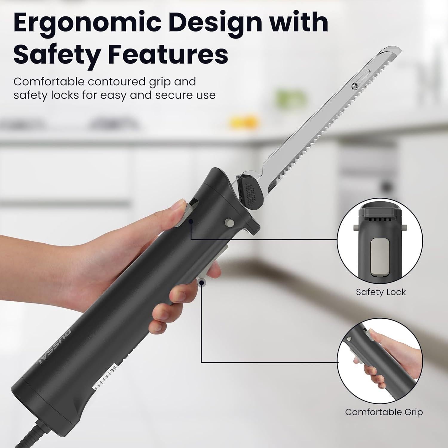 Cuchillo Eléctrico DUSSAL con 4 Cuchillas de Acero Inoxidable