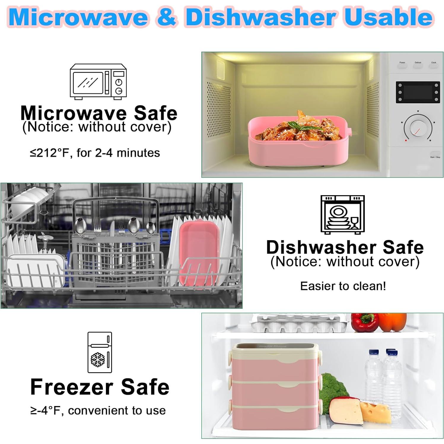 Caja Bento Kenuket Rosa 3 Capas 3000ml Apta Microondas