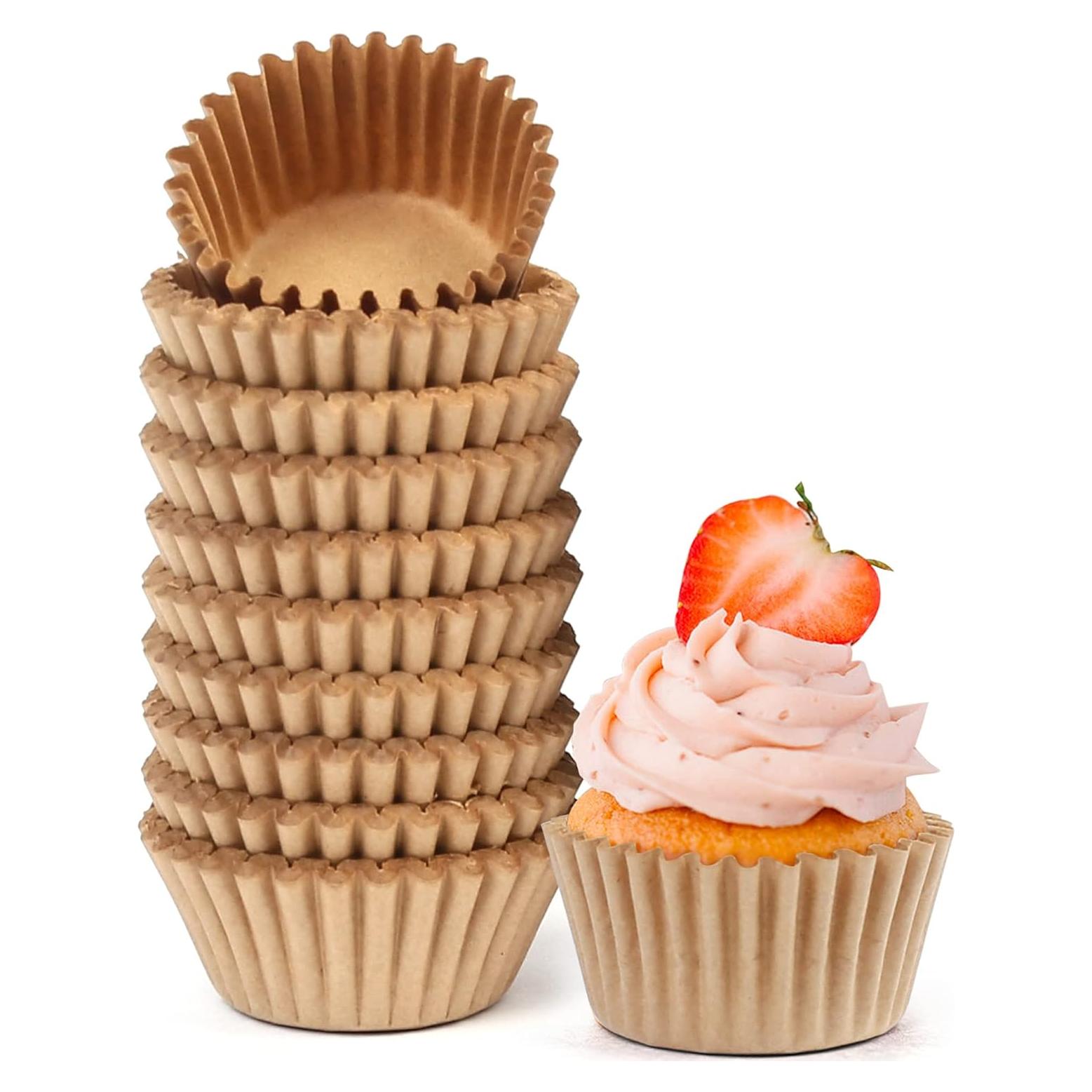 Forros de Muffin LotFancy 500 Pcs Naturales a Prueba de Grasa