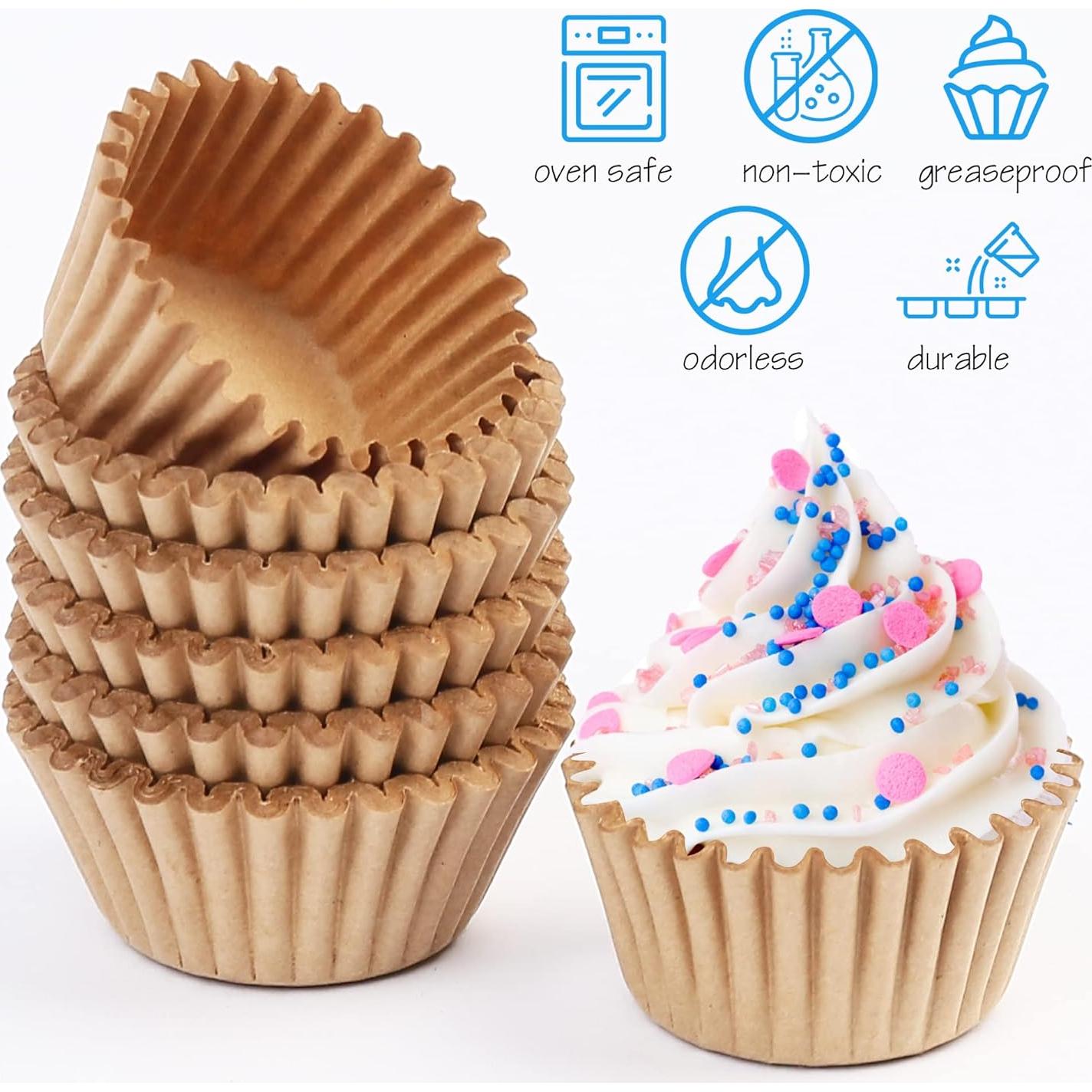 Forros de Muffin LotFancy 500 Pcs Naturales a Prueba de Grasa