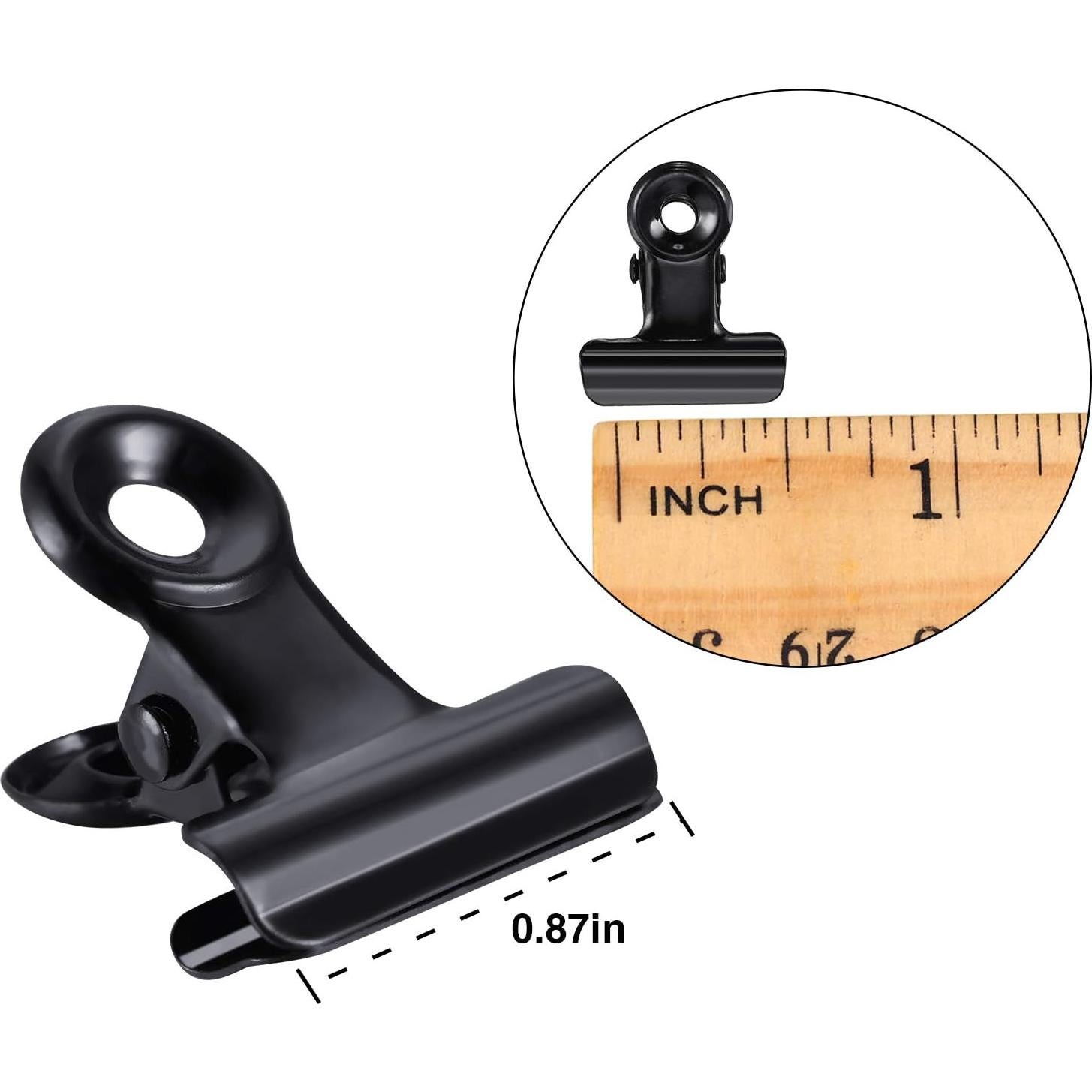 100 Clips Metálicos Bulldog Boao 2.21 cm Negros para Organizar