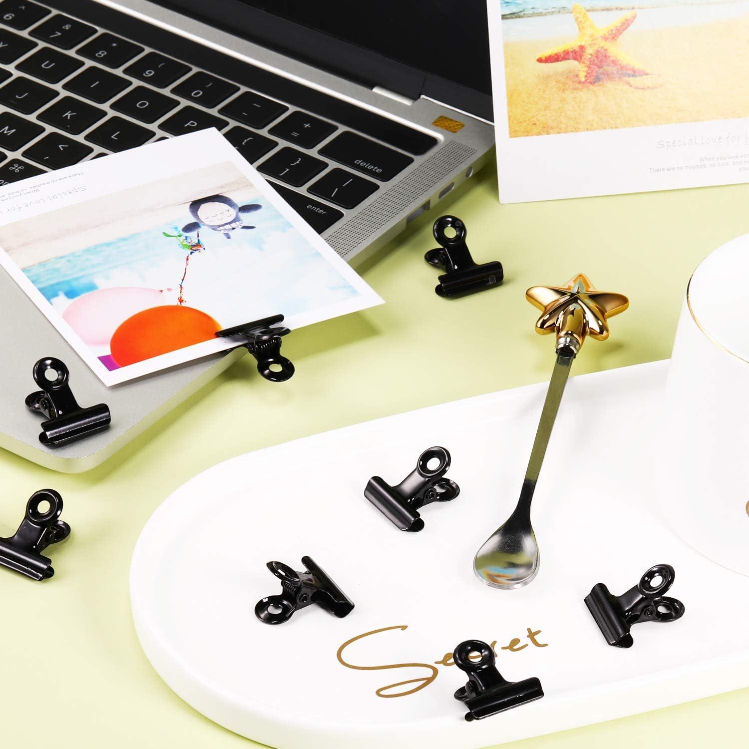 100 Clips Metálicos Bulldog Boao 2.21 cm Negros para Organizar