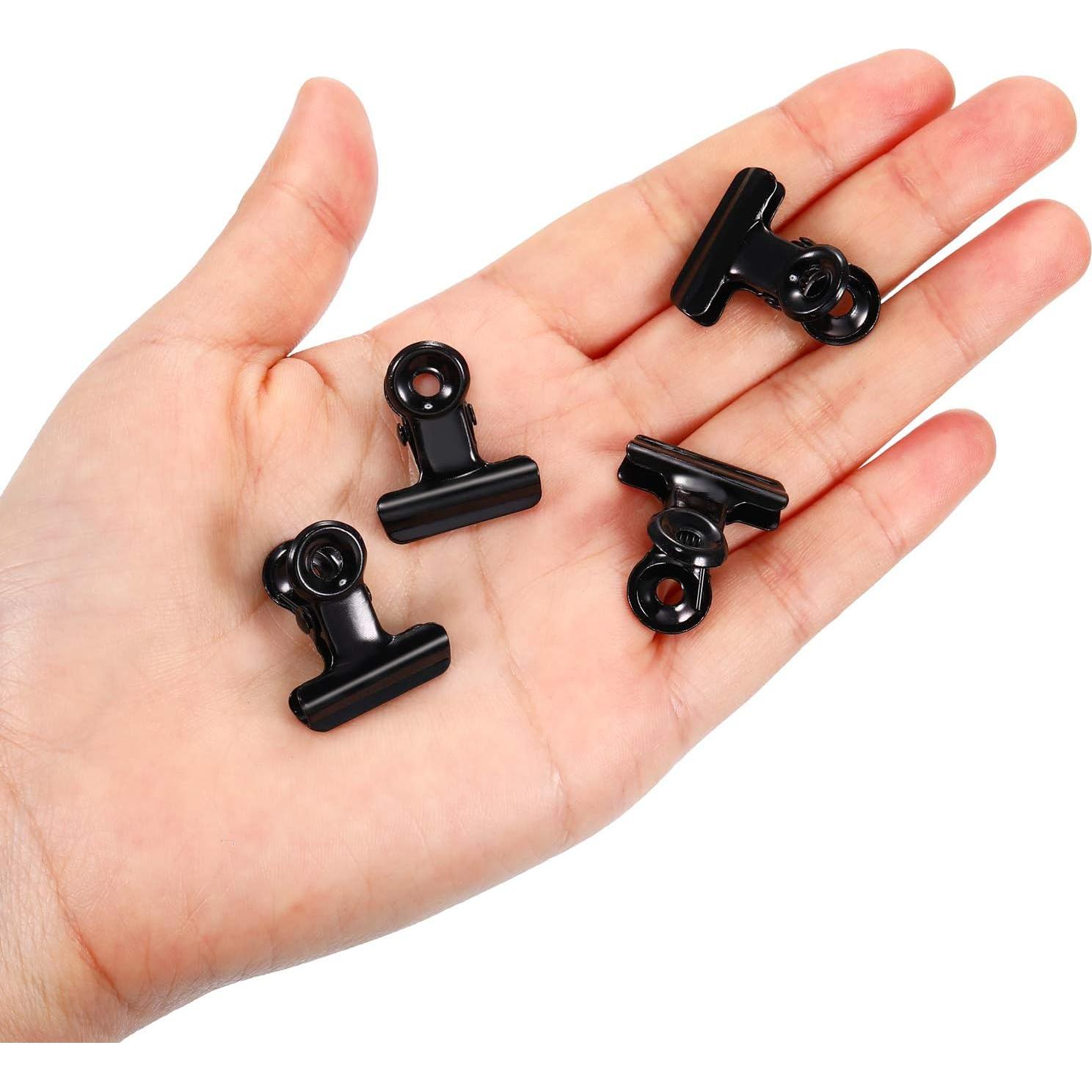100 Clips Metálicos Bulldog Boao 2.21 cm Negros para Organizar