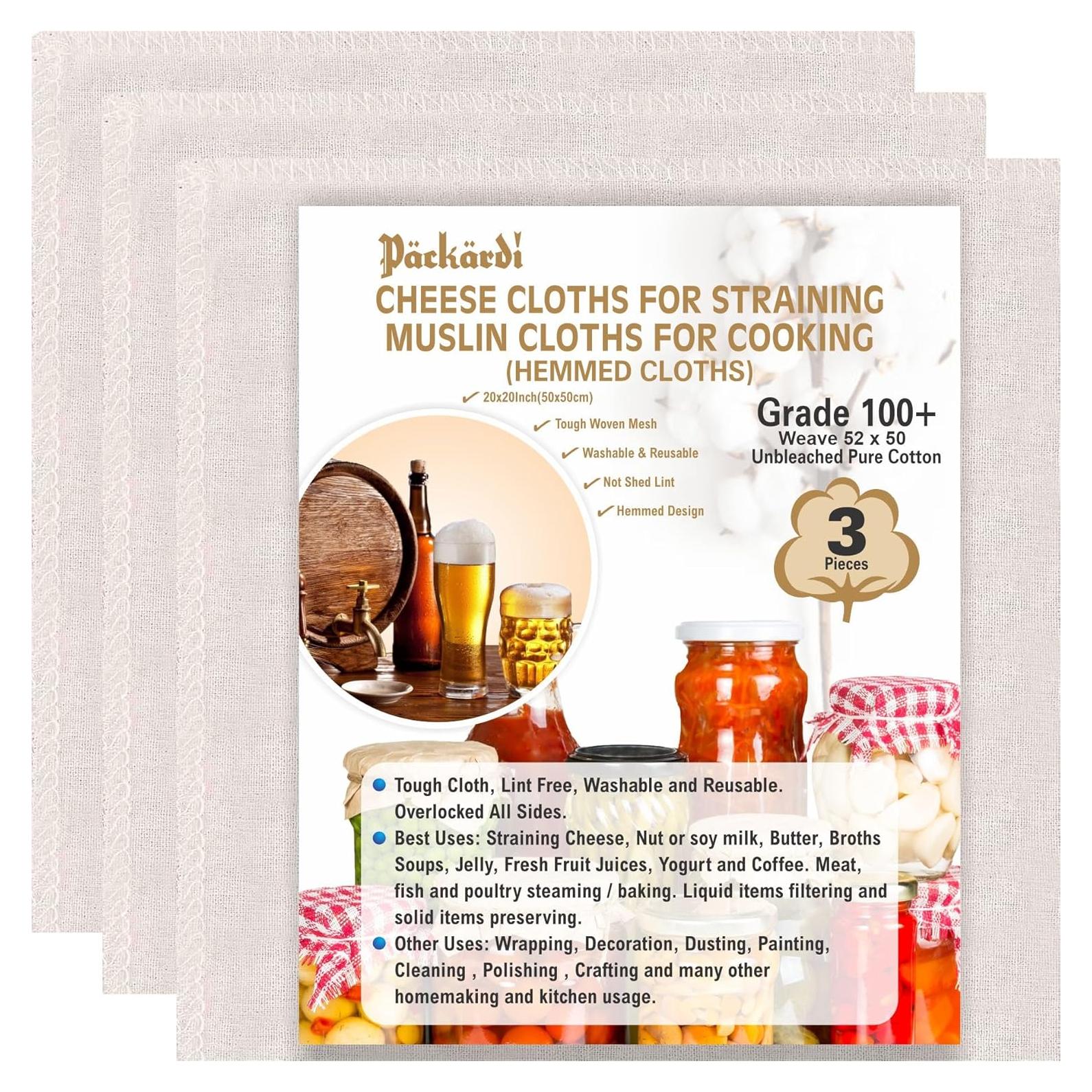 Paños de Queso Reutilizables 3 Piezas Packardi 50x50cm Algodón
