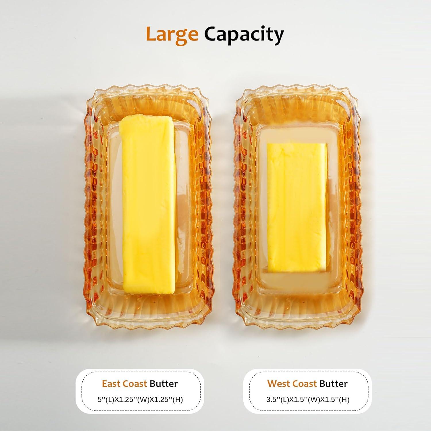 Plato de Mantequilla de Vidrio QFkris Champagne 17x8.8 cm