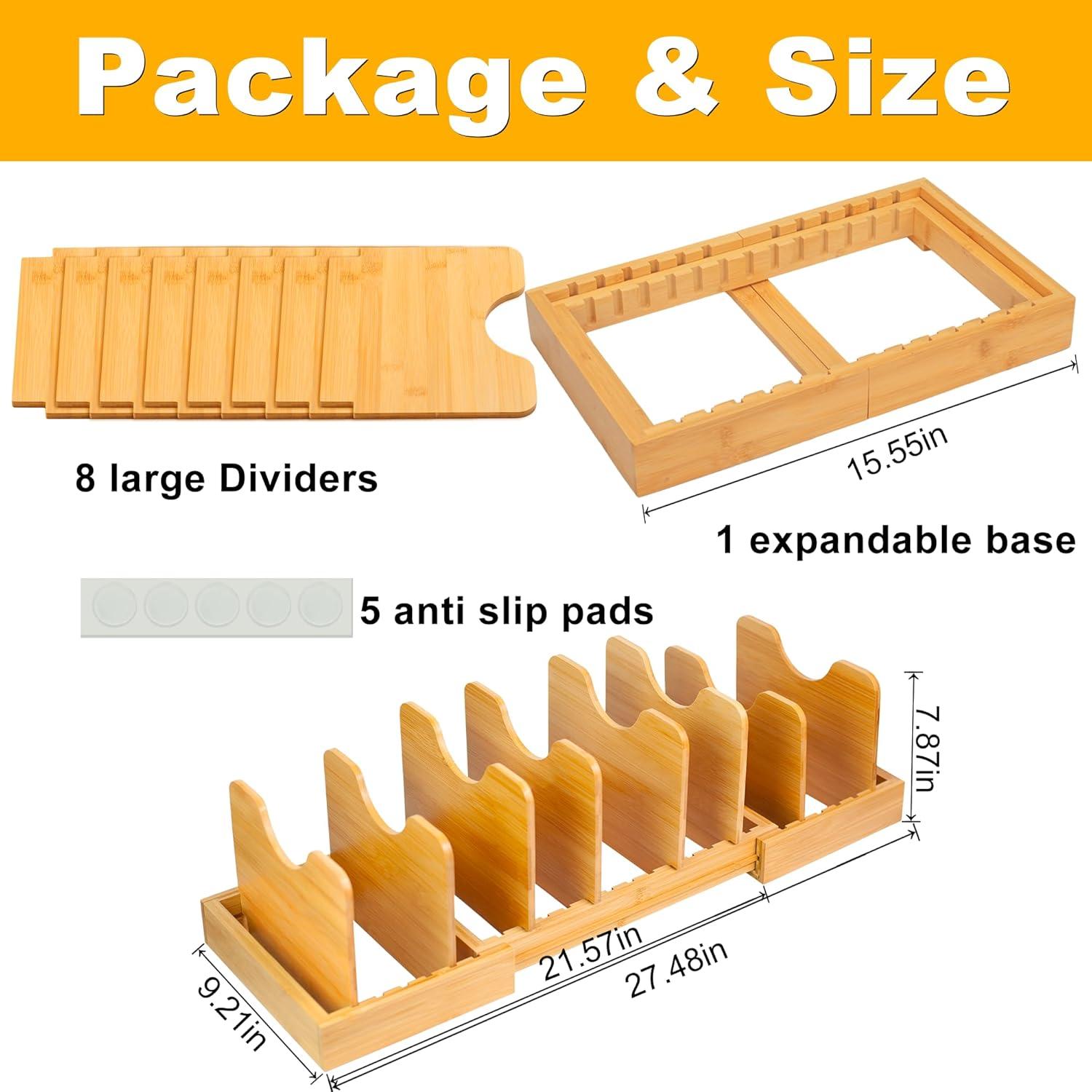 Organizador de Tapas de Olla Expandible MinBoo - Bambú Grande