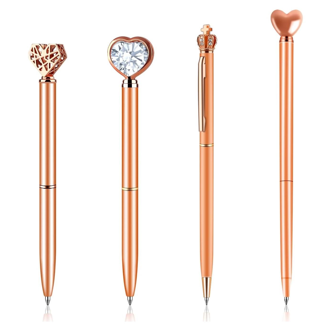 Set de 4 Plumas Elegantes amassan con Diamante de Cristal